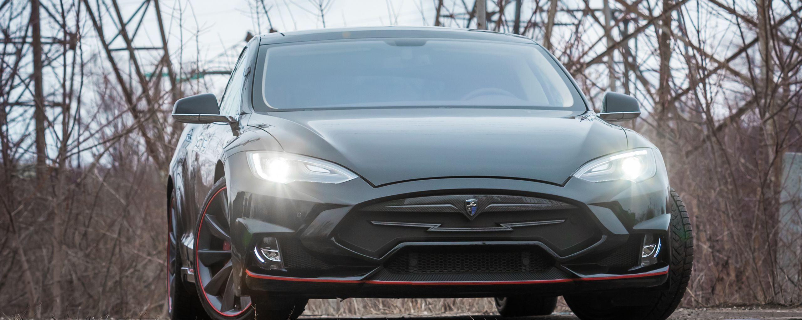 2560x1024 Download wallpaper 2560x1024 tesla model s, tesla, headlights