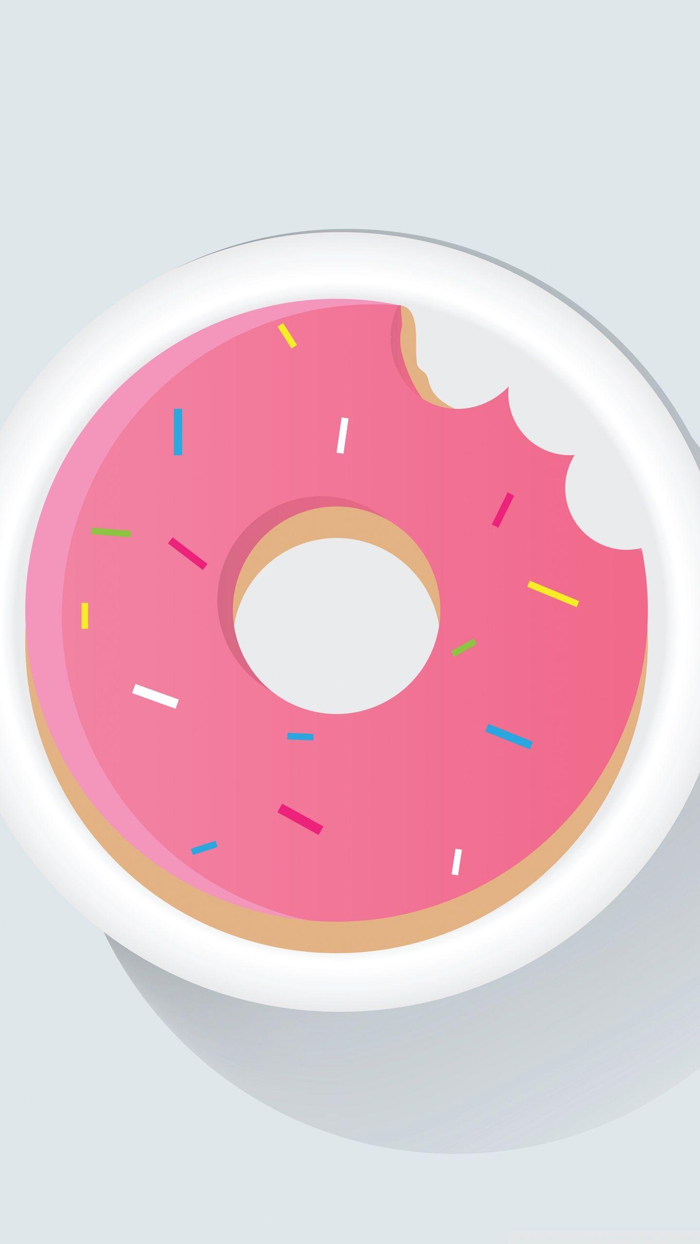 1440x2560 Bitten Pink Doughnut Ultra HD Desktop Background Wallpaper for 4K