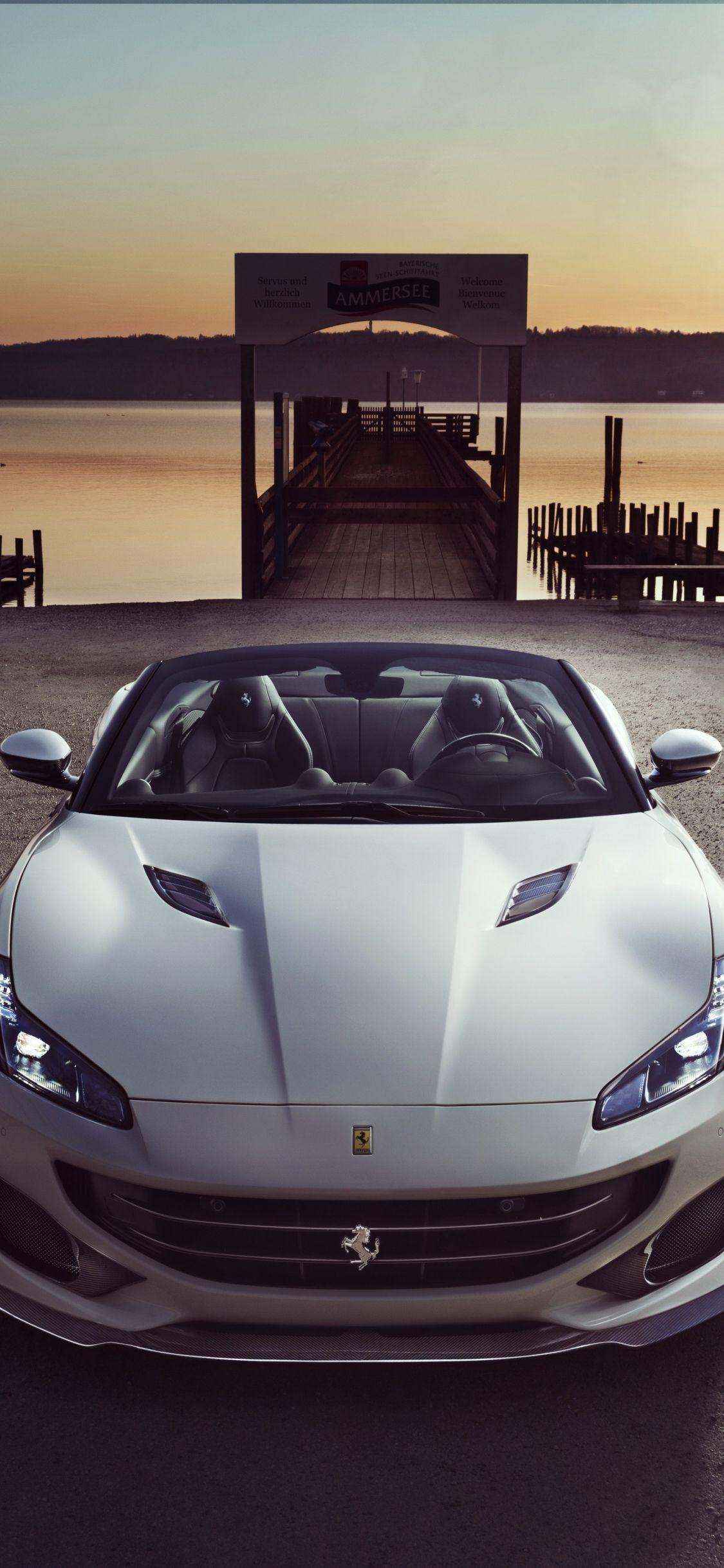 1125x2436 Download 1125x2436 wallpaper white ferrari portofino, sports car
