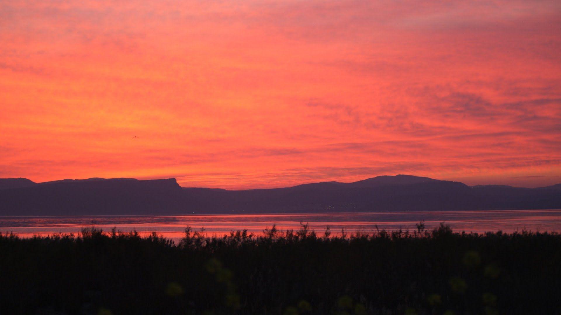 1920x1080 Royalty Free Stock Video Footage panorama of a Sea of Galilee sunset