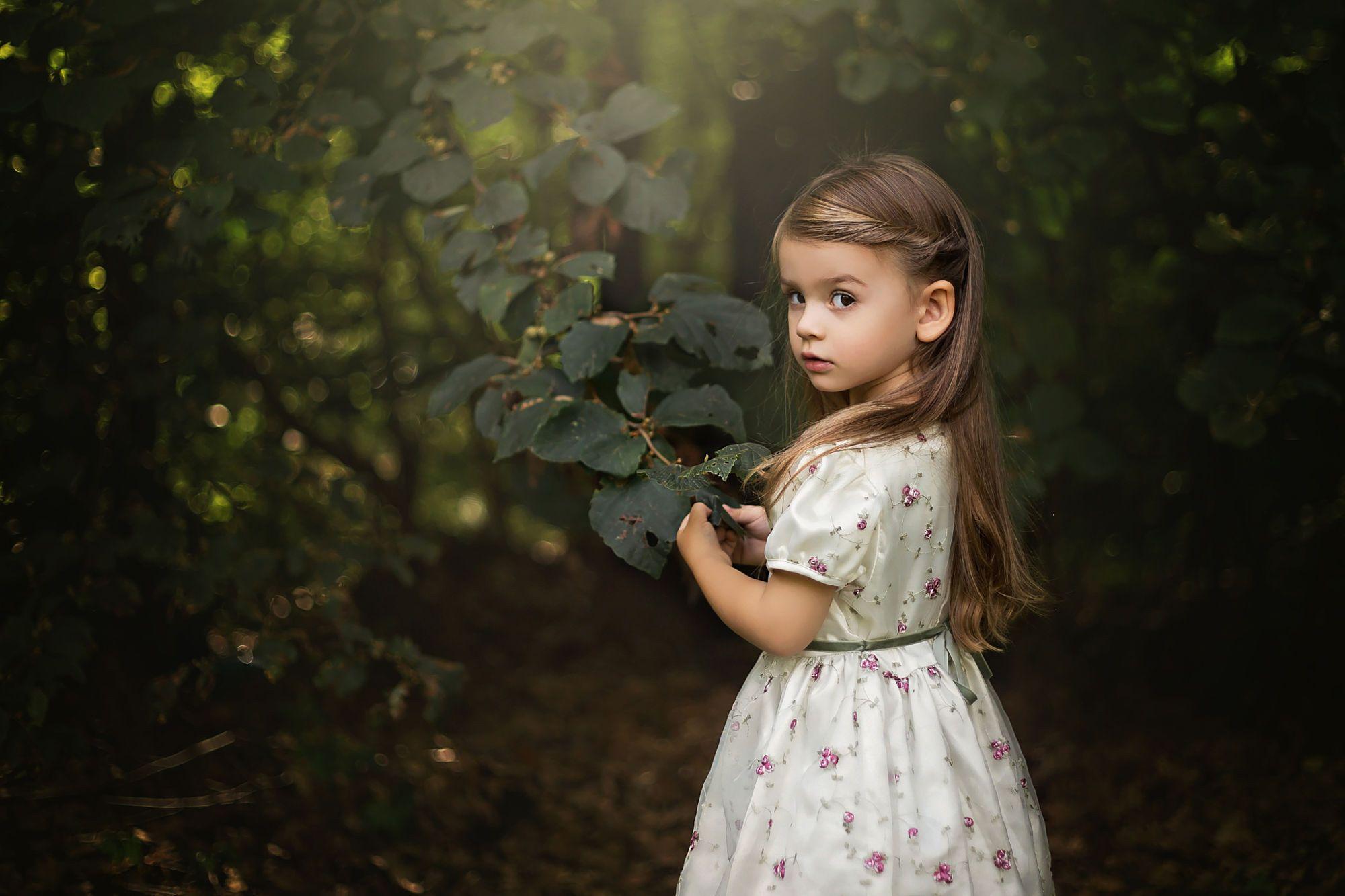 2000x1333 Little Girl in the Woods HD Wallpaper. Background Image