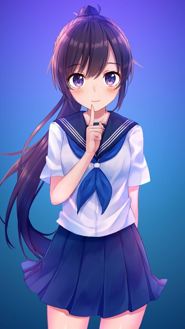 750x1334 Download 750x1334 wallpaper school dress, original, anime girl