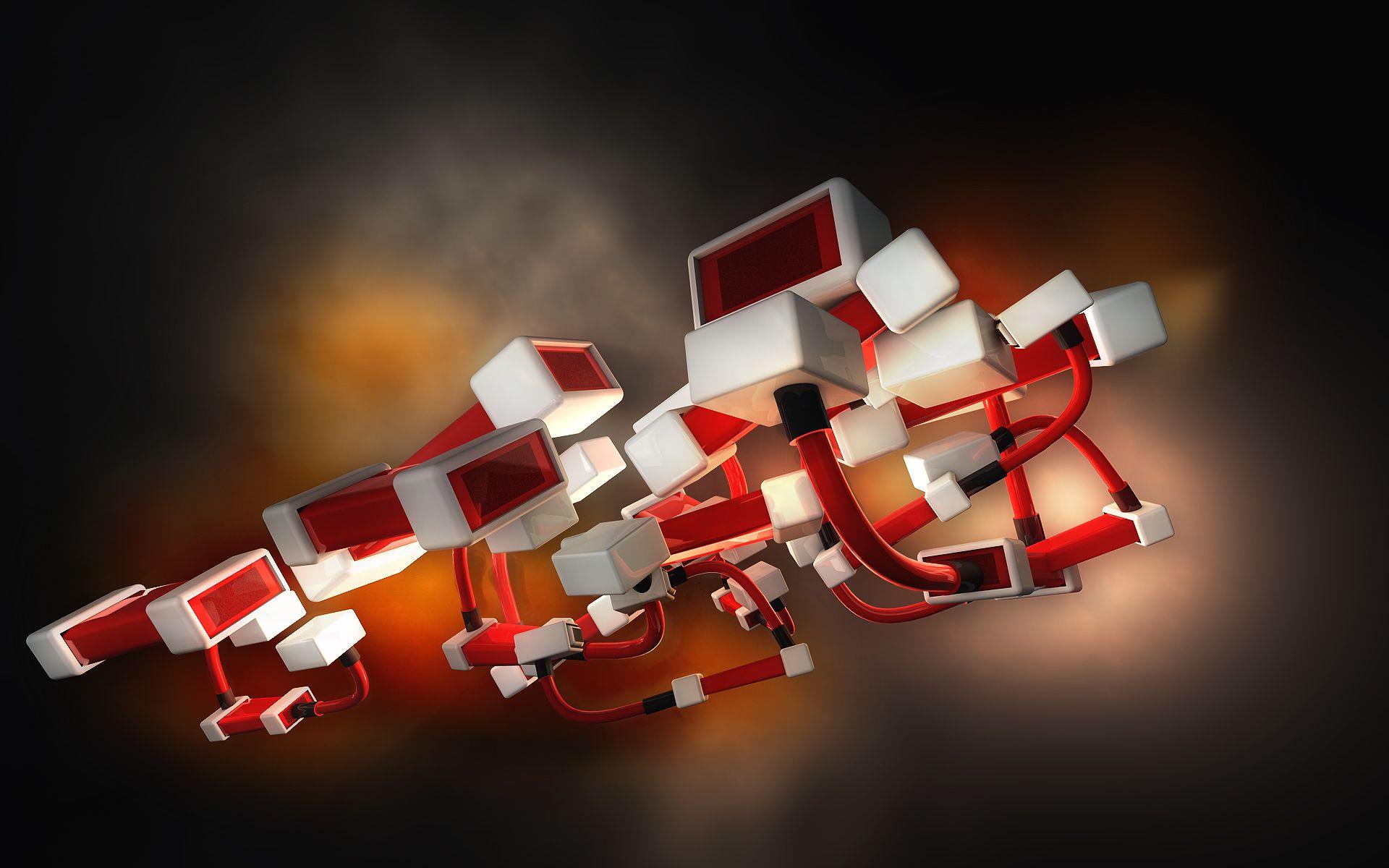 1920x1200 Red Cubic Tech