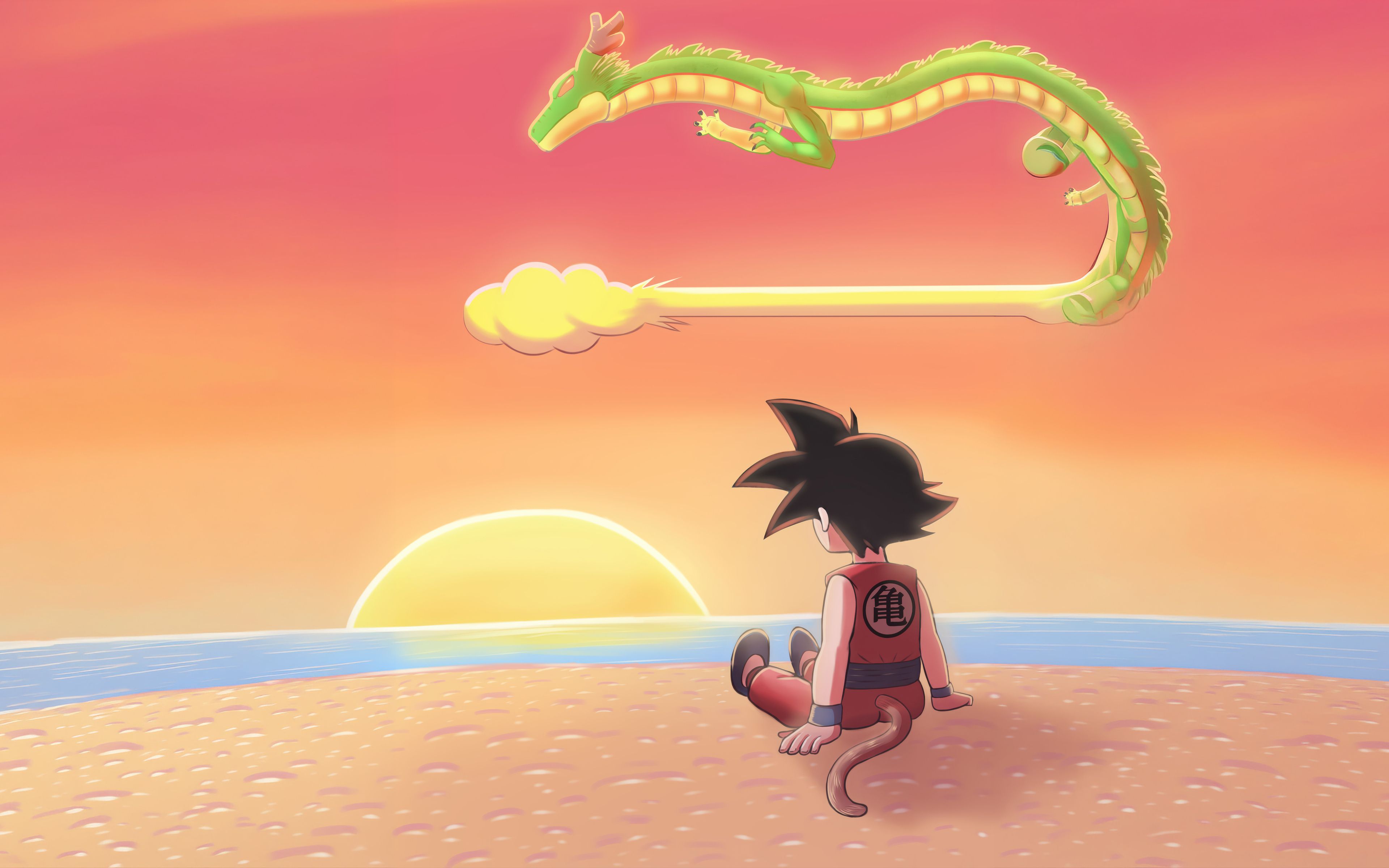 3840x2400 Kid Goku And Shenron At Sunset 4K , HD 4k Wallpaper, Image, Background, Photos and Picture