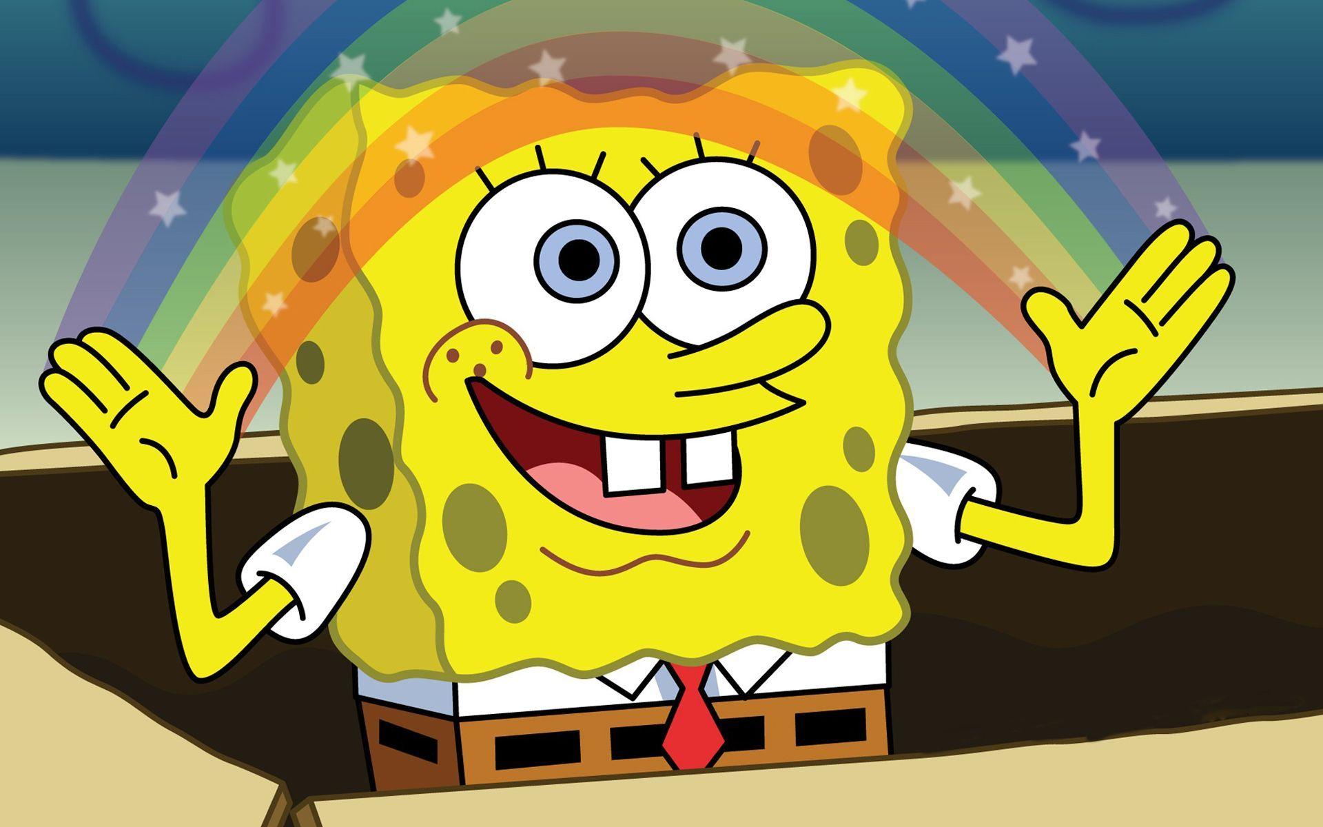 1920x1200 SpongeBob sponge rainbow animated series wallpaper desktop