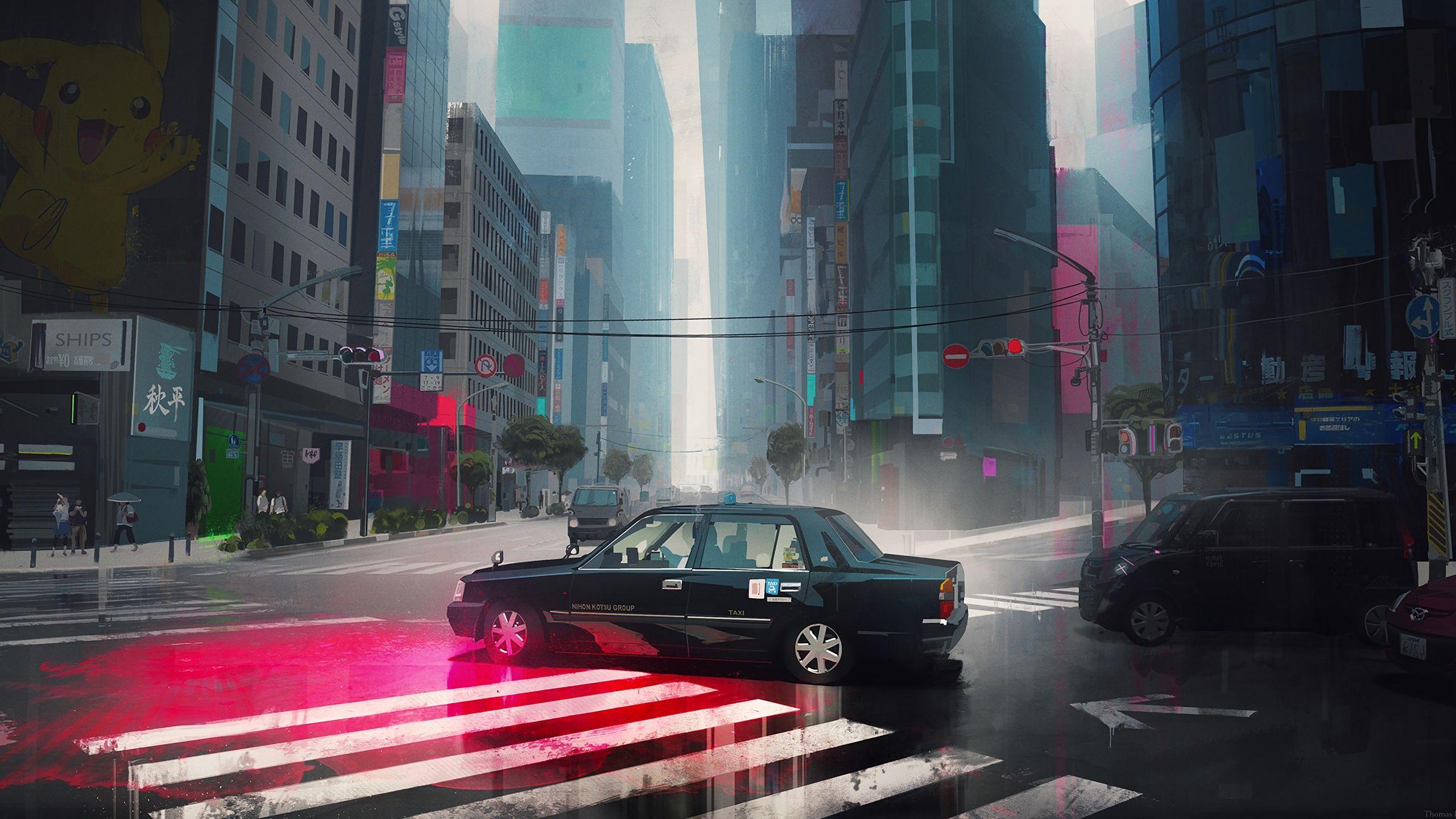 2560x1440 The Tokyo Street Taxi 4k 1440P Resolution HD 4k