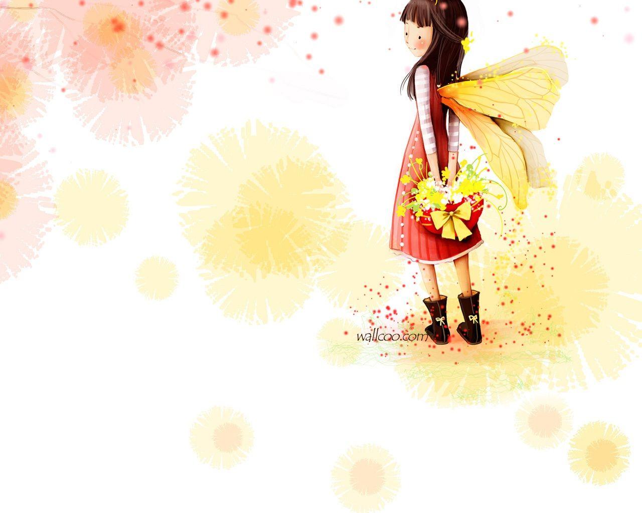 1280x1024 Cartoon Girl Wallpaper