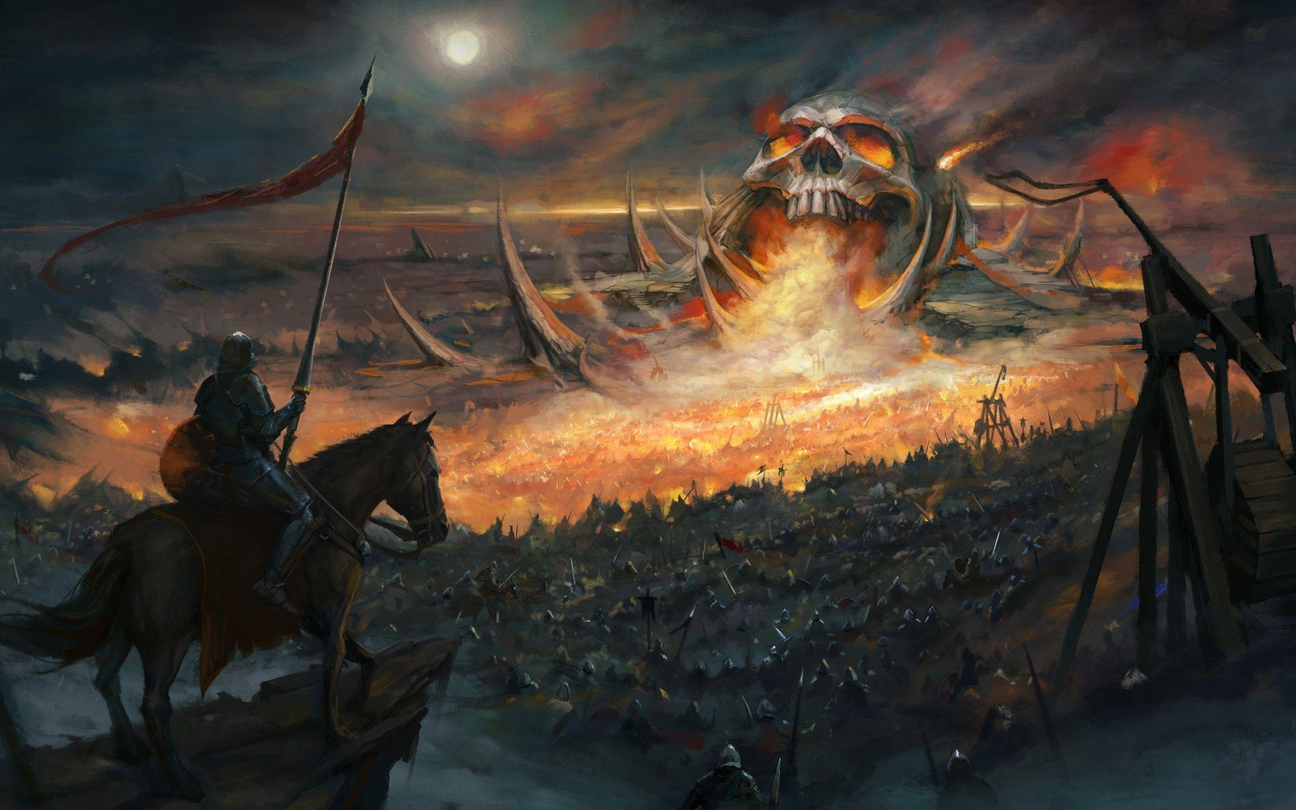 2560x1600 Download 2560x1600 Battle, War, Skeleton, Skull, Knights, Soldiers