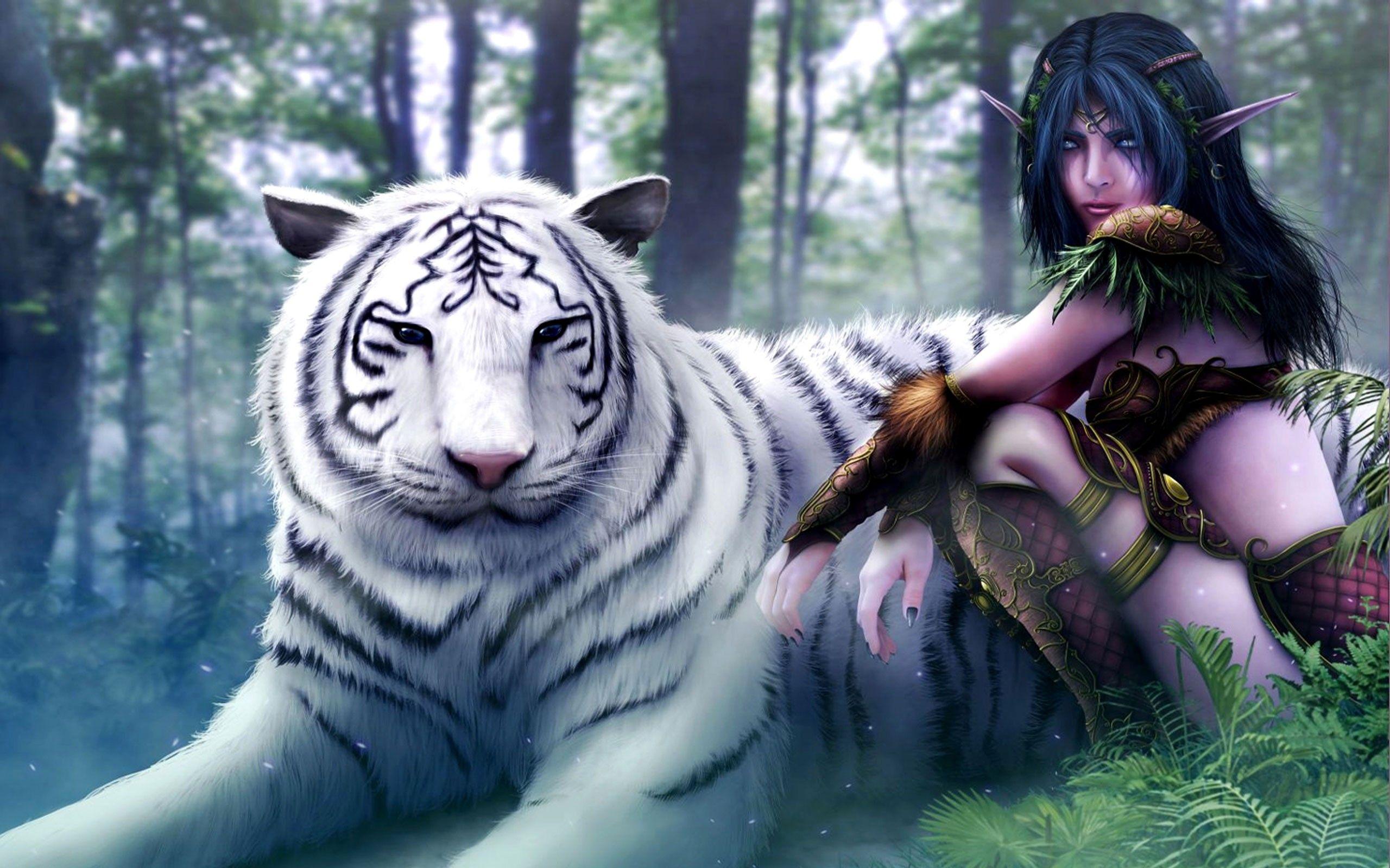 2560x1600 White Tiger Art