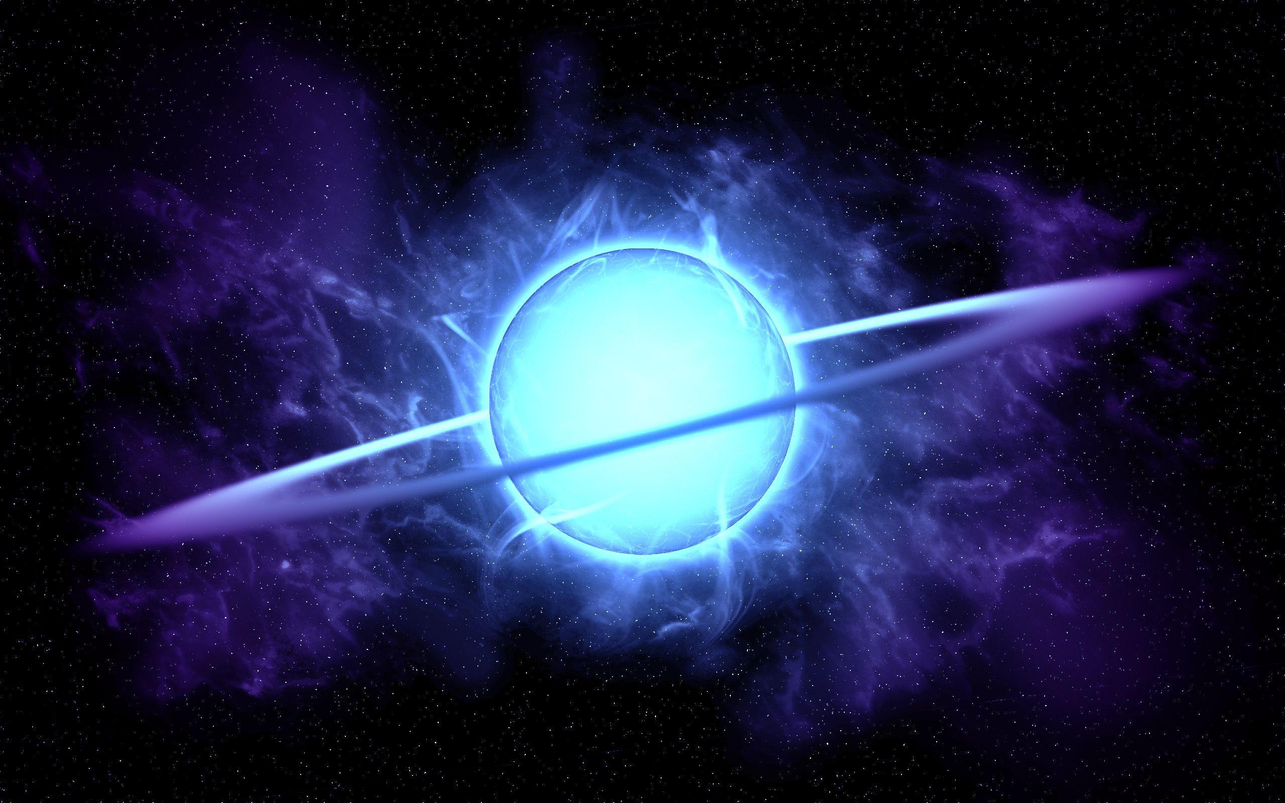 2560x1600 Wallpaper Blue planet, Rings, Energy, Cosmic, HD, Space