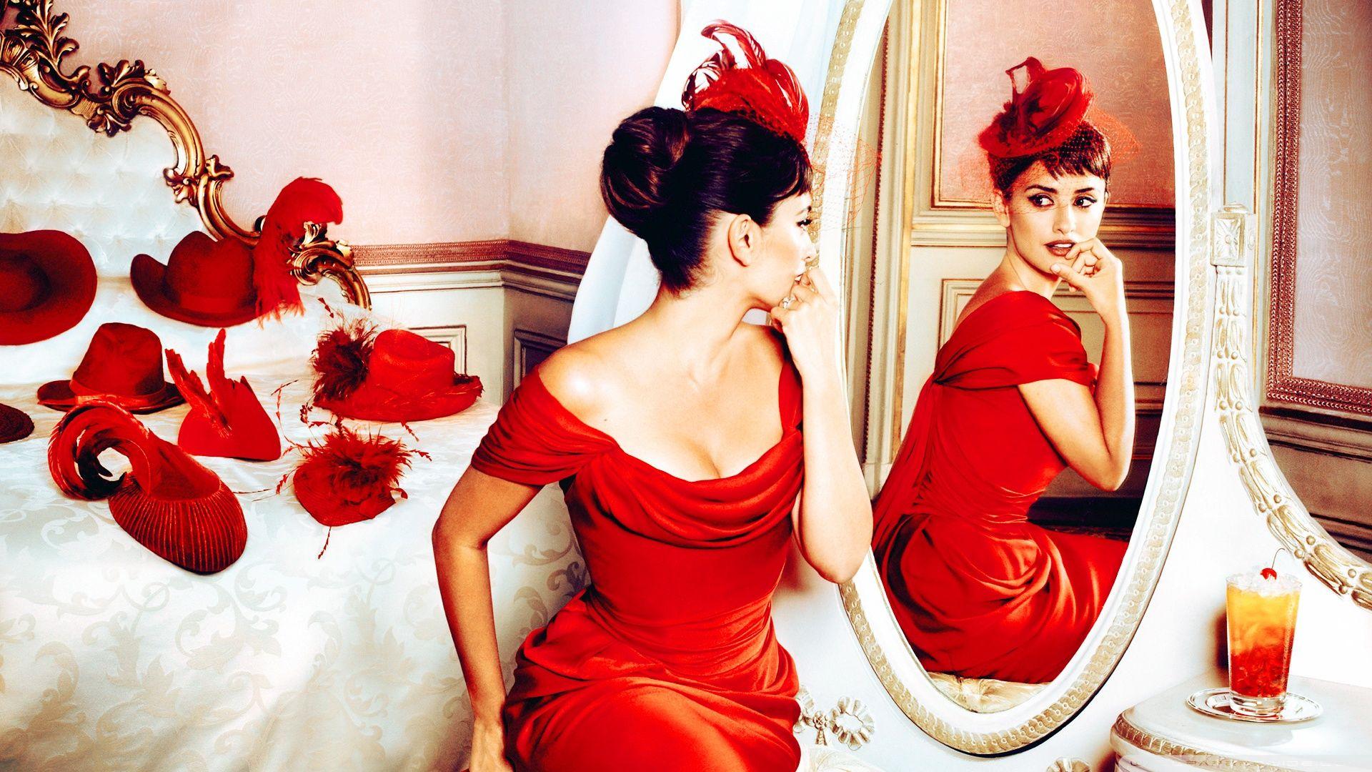1920x1080 Penelope Cruz in Red Dress Ultra HD Desktop Background Wallpaper
