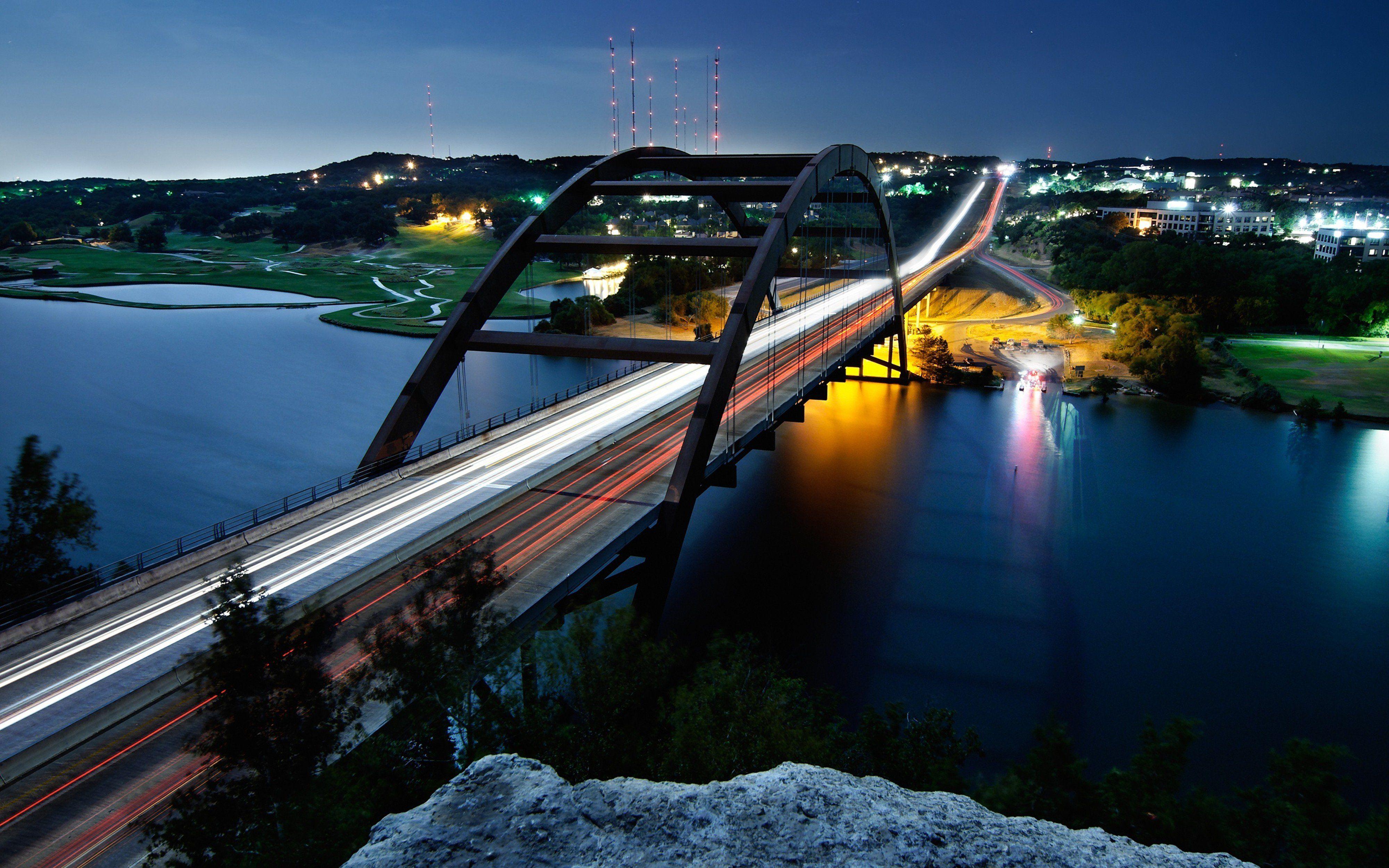 4000x2500 Pennybacker bridge austin city cityscape night 4000x2500 wallpaper