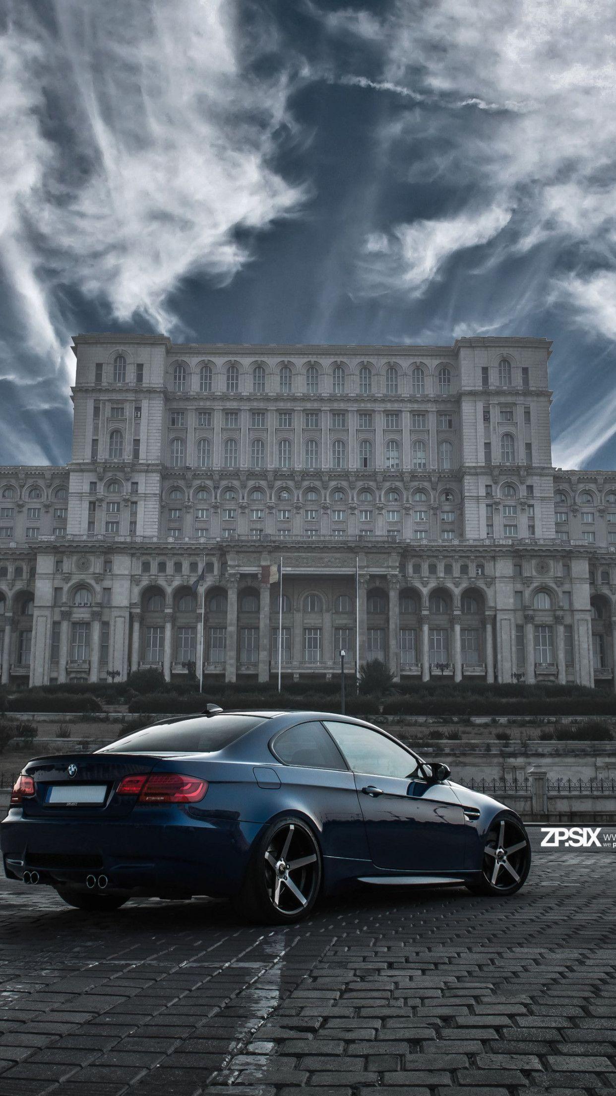 1242x2208 Download wallpaper: BMW E92 M3 in front of Palace of the Parliament 1242x2208