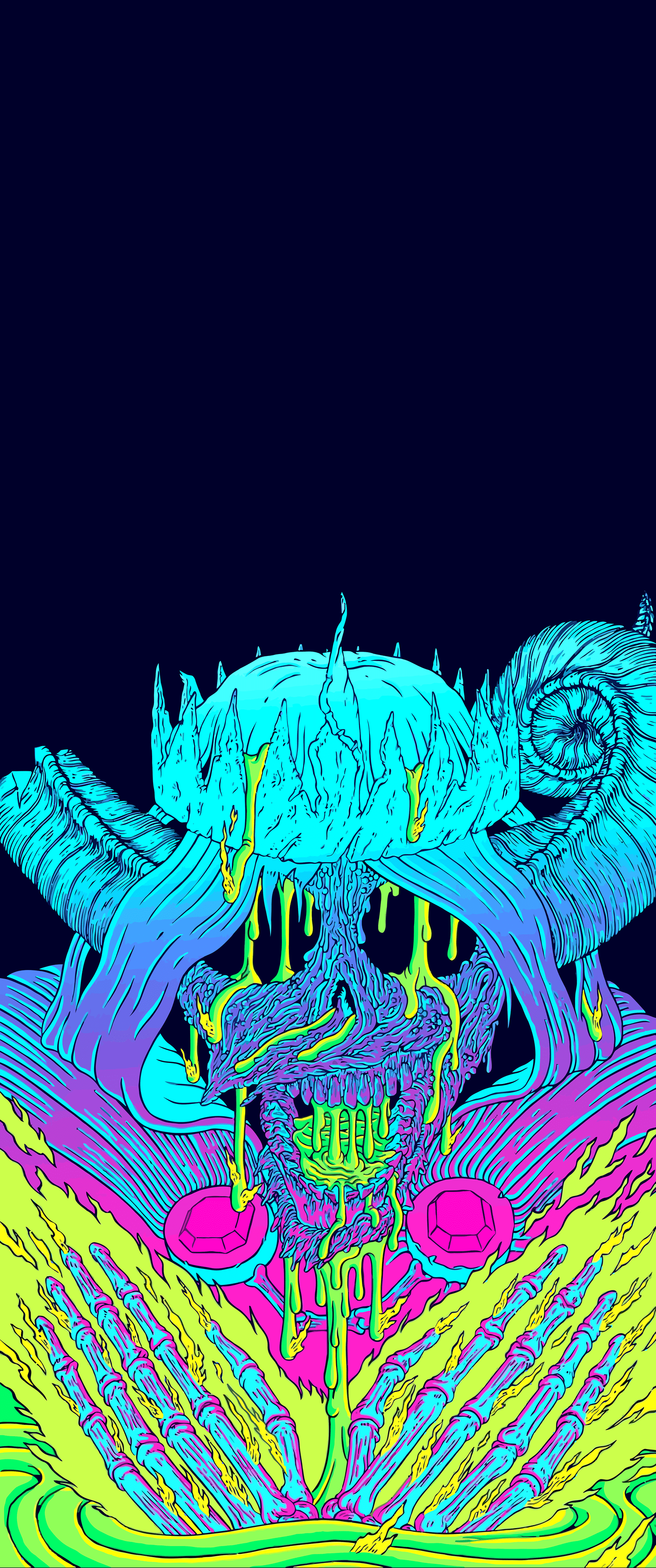 1440x3440 Neon Skull Ultrawide Wallpaper [3440x1440] [1440x3440] [png]