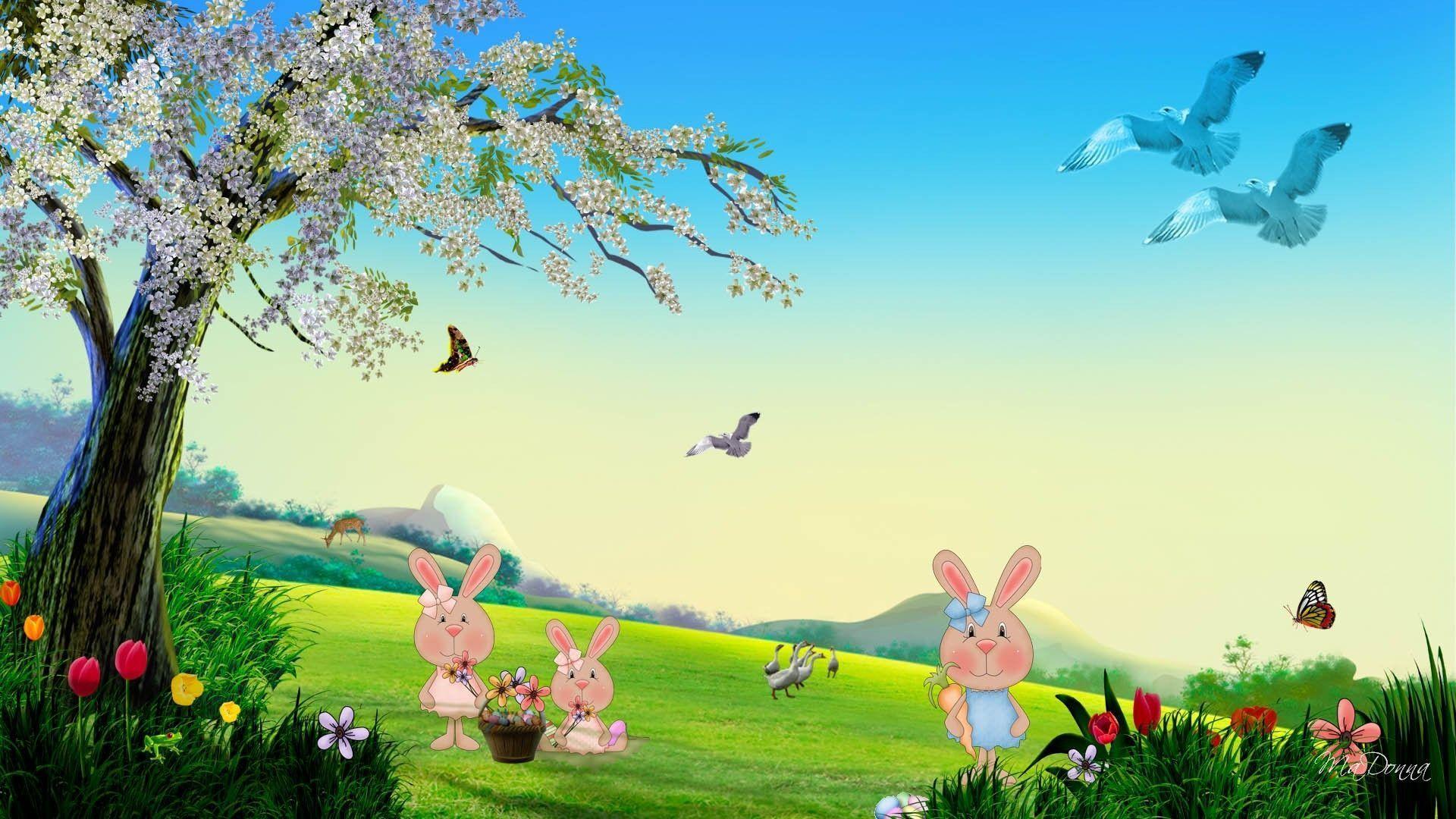 1920x1080 Easter Bunny Background Wallpaper & Background