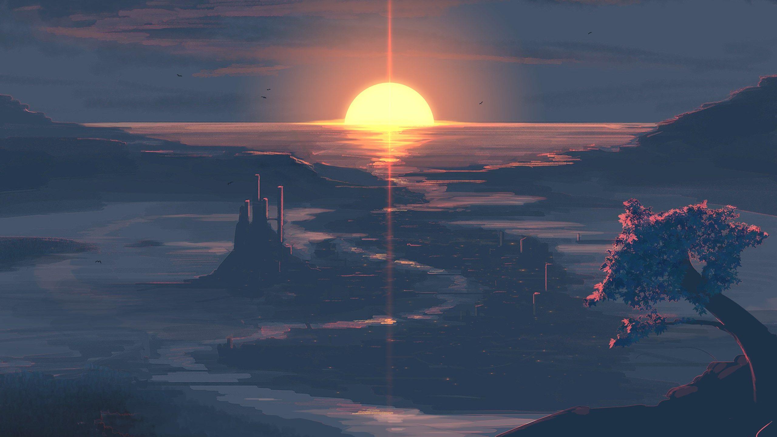 2560x1440 Download wallpaper: Digital Art: Sunset 2560x1440