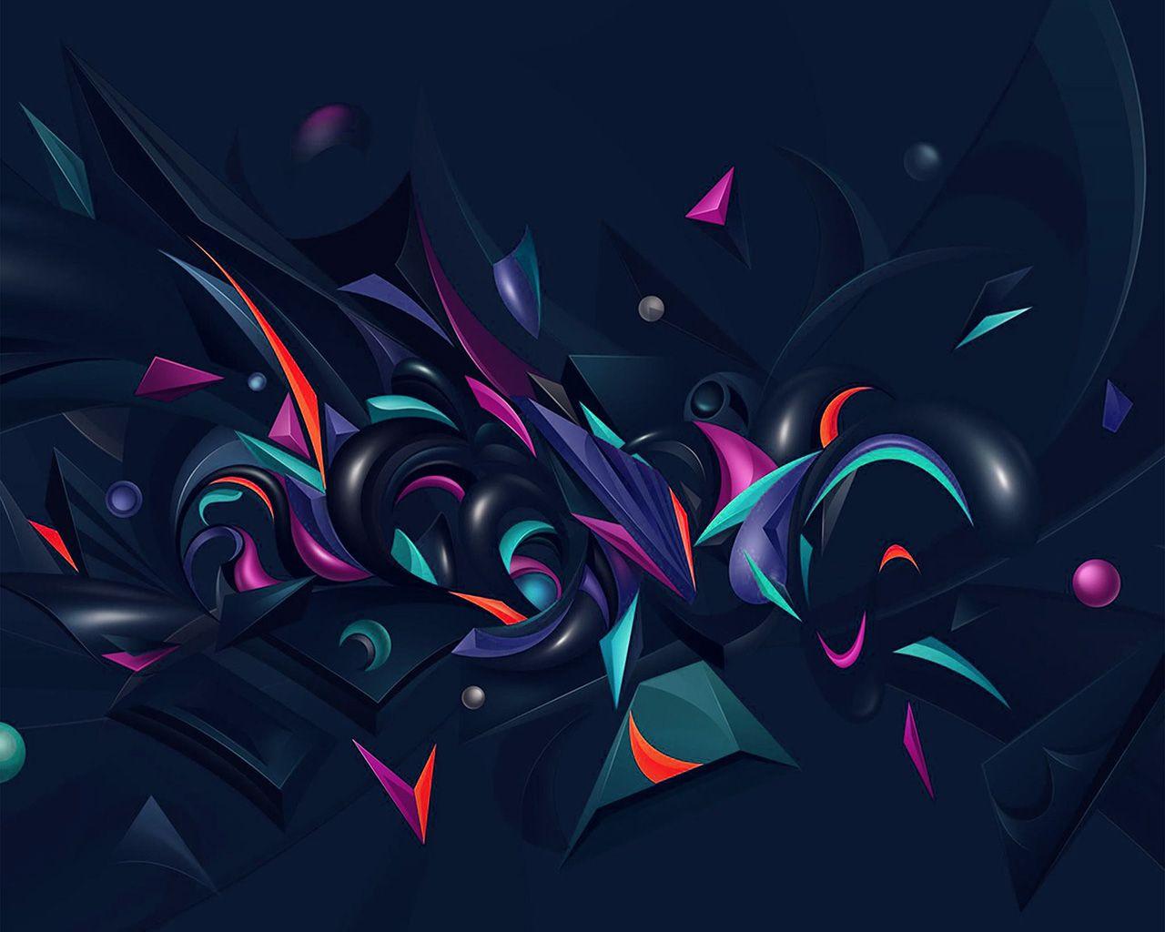 1280x1024 Abstract Art Pattern Rainbow Blue Wallpaper