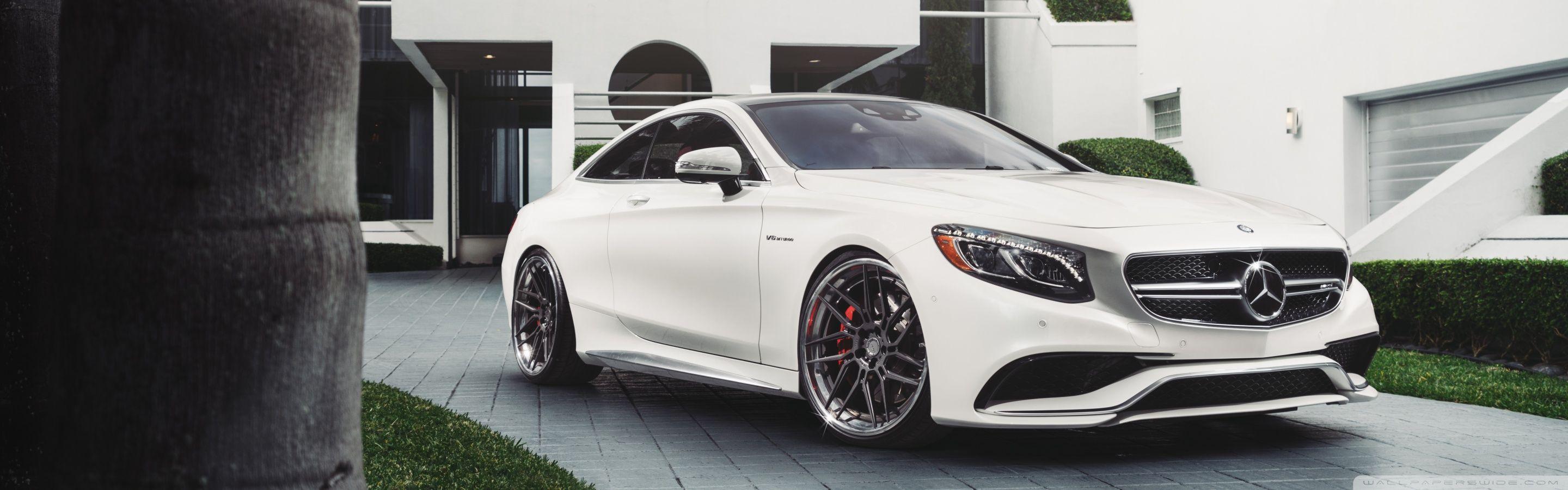 2880x900 Mercedes Benz S63 White Car Wallpaper. The Soccer Walls