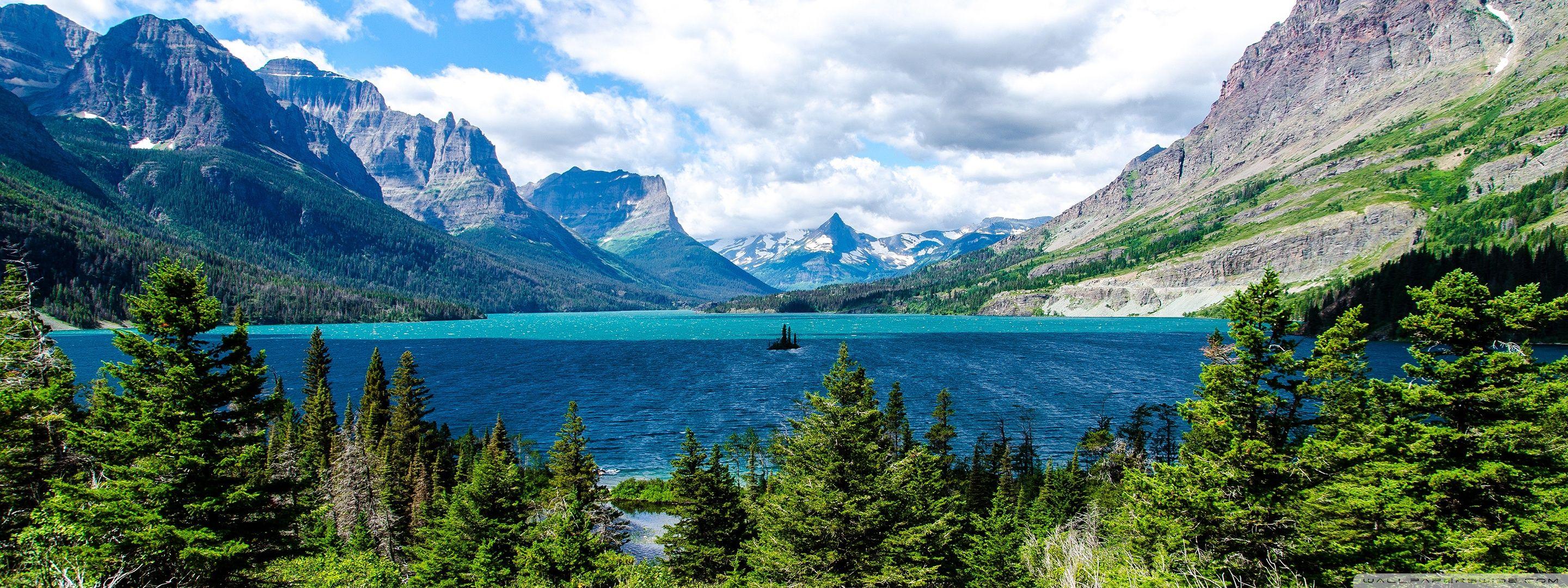 2880x1080 Free download Saint Mary Lake Glacier National Park 4K HD Desktop