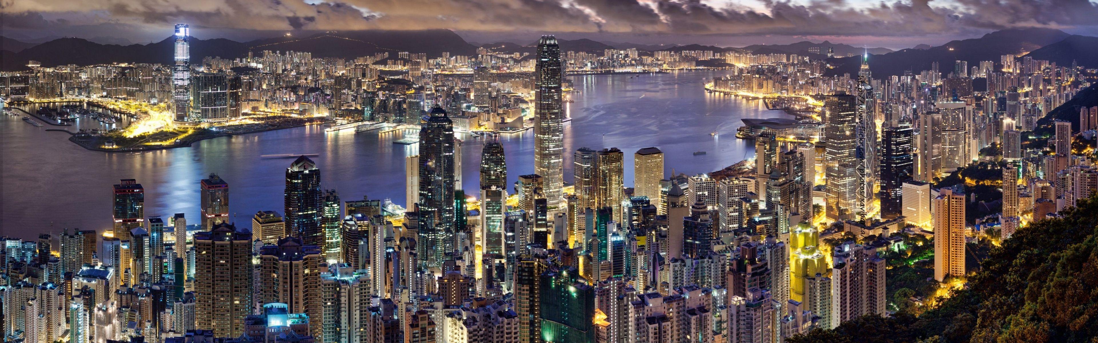 3840x1200 Hong Kong HD Wallpaper