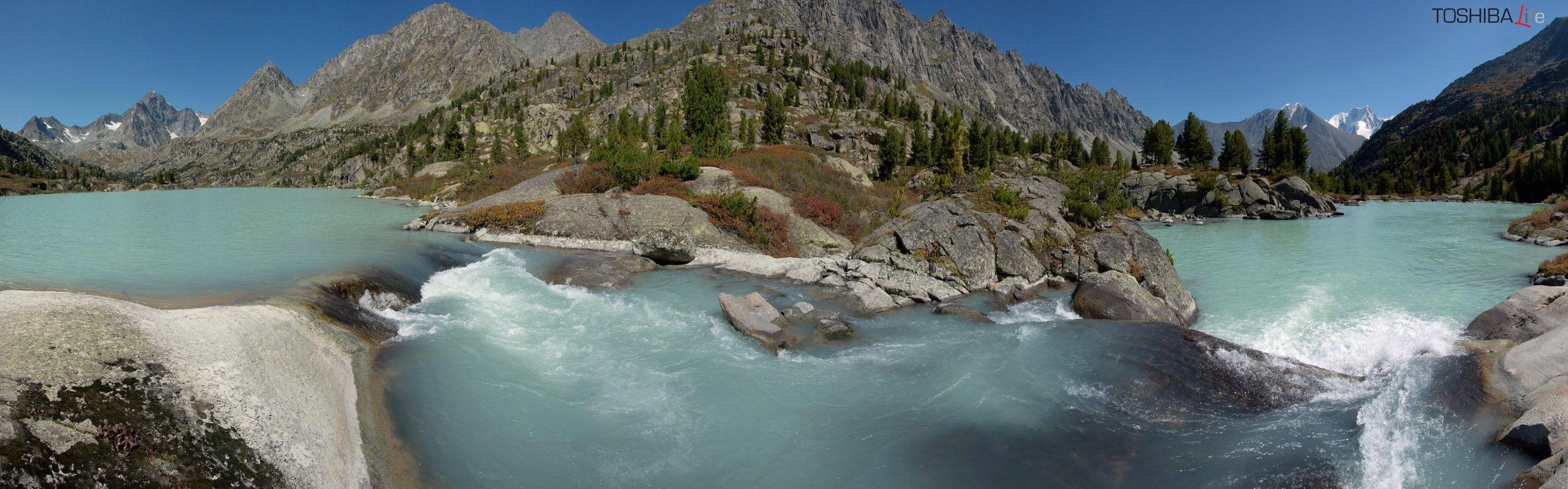 2880x900 Free download MountainsHD Wallpaper Mountain View Lakes Montane