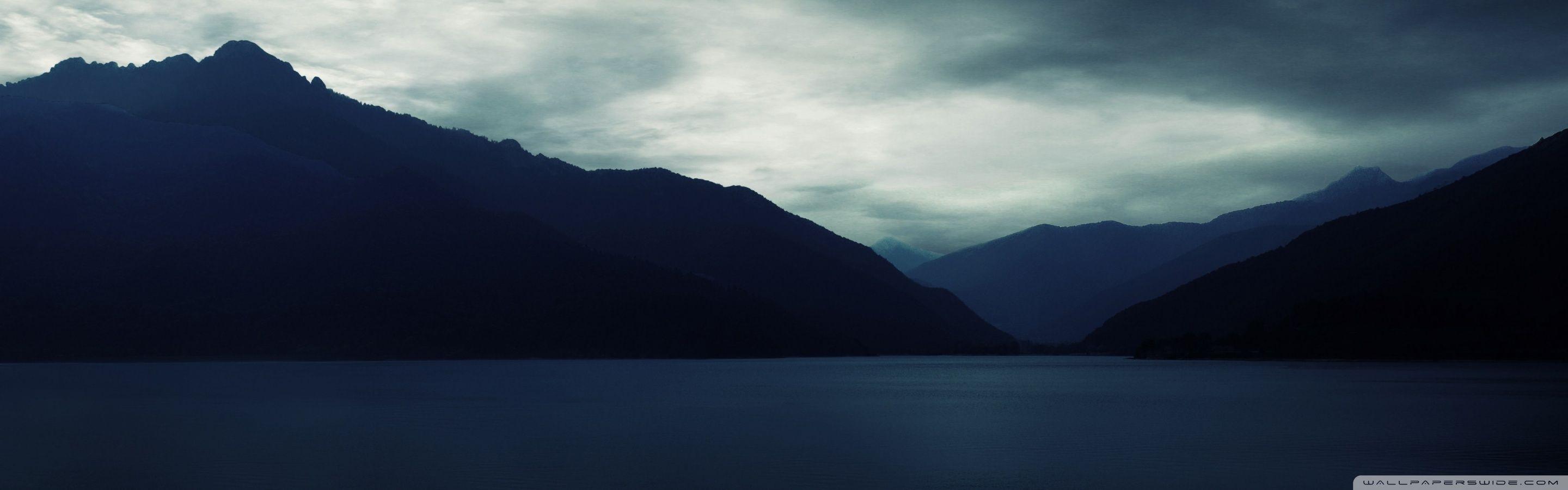 2880x900 Dark Mountains Ultra HD Desktop Background Wallpaper for : Multi