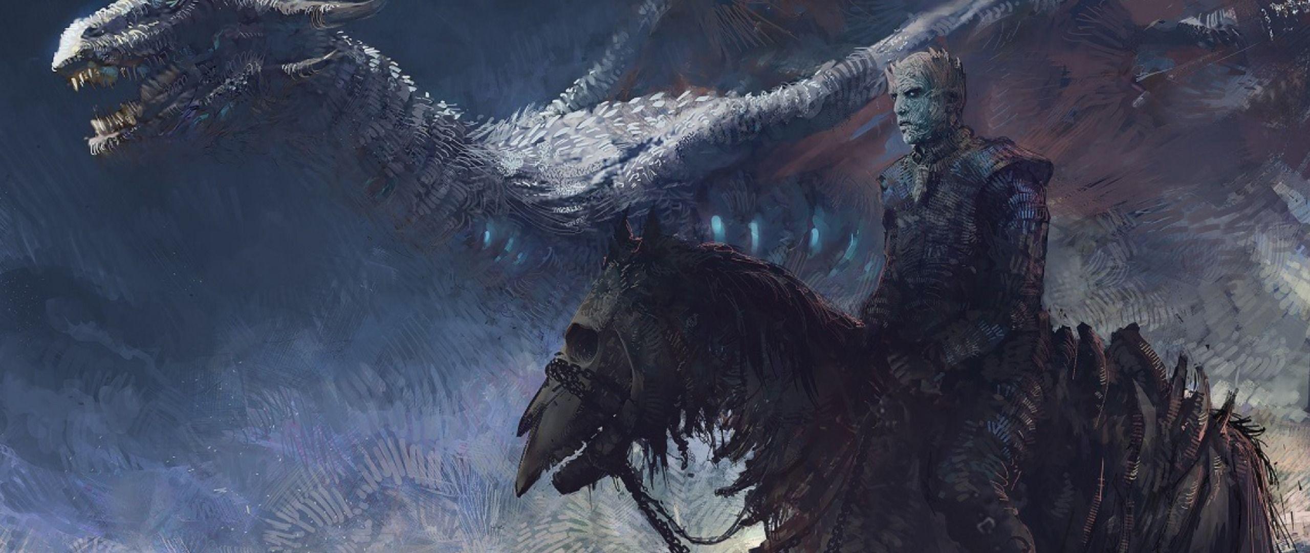 2560x1080 Game Of Thrones 7 White Walker And Ice Dragon Art