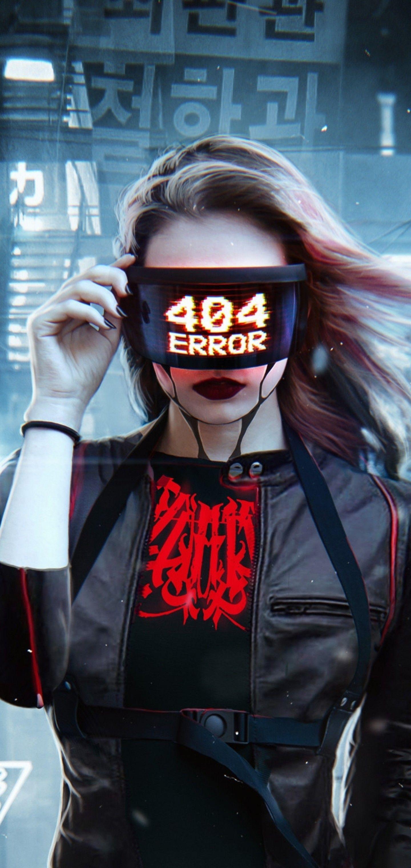 1440x3040 Download 1440x3040 Sci Fi, Futuristic Woman, Eye Mask, 404 Error