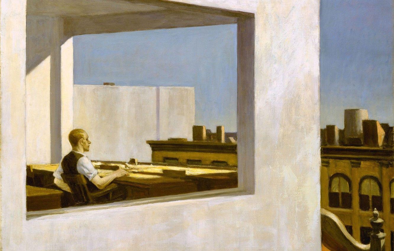 1332x850 Wallpaper Edward Hopper, Office .