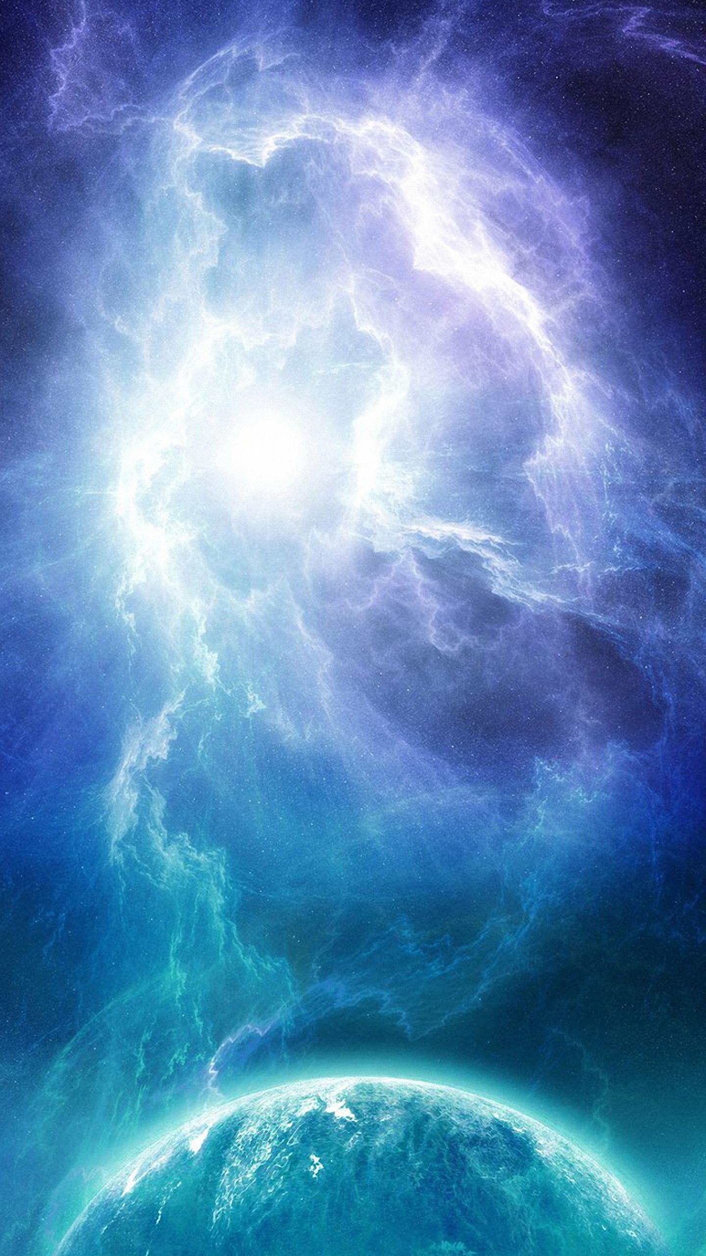1440x2560 Blue Planet In Space Galaxy S7 Wallpaper (1440x2560)