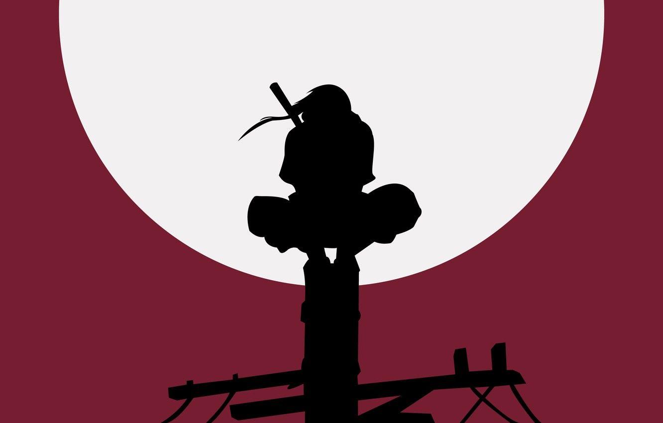 1332x850 Wallpaper night, the moon, post, silhouette, art, ninja, shinobi