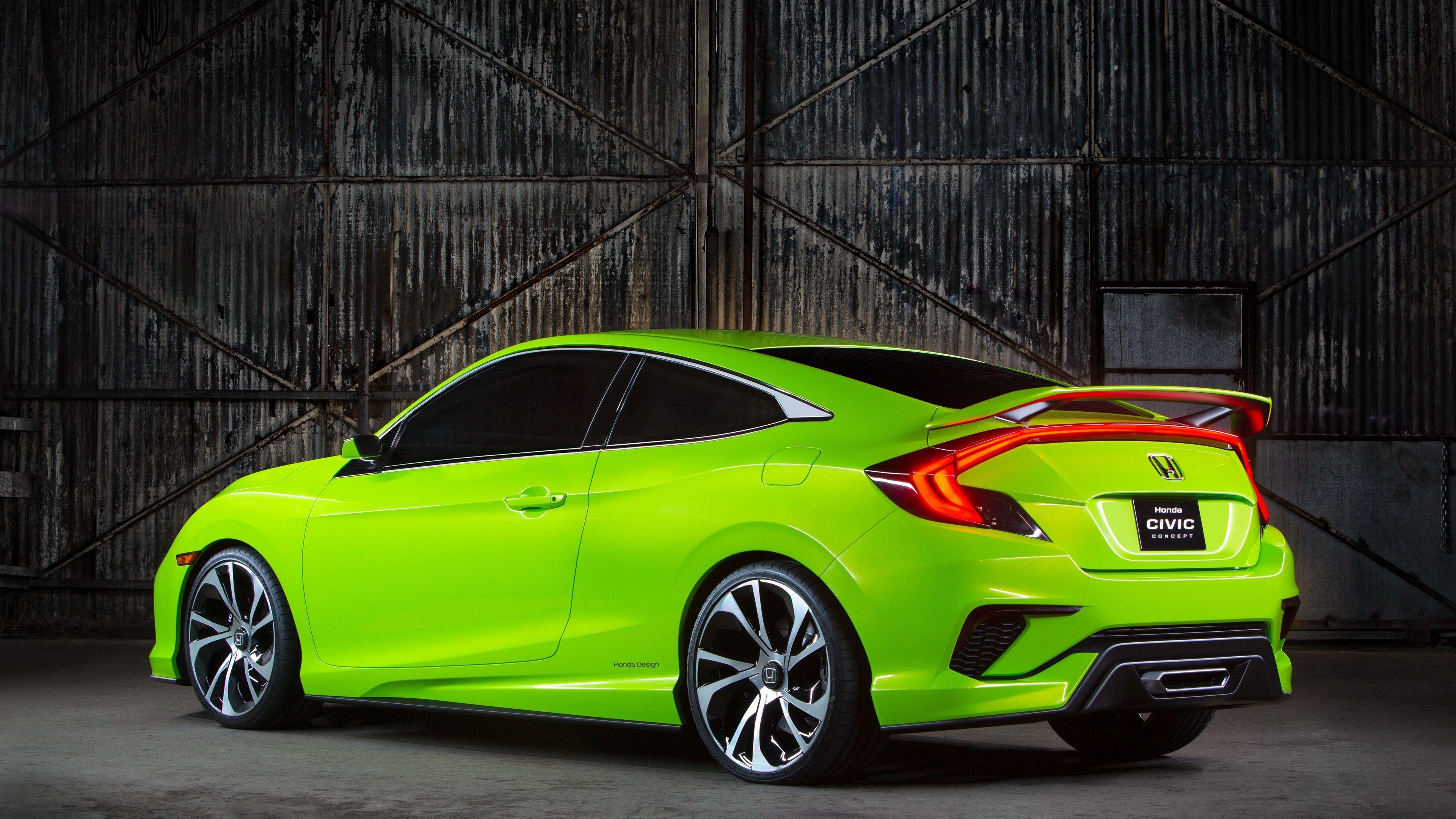 3840x2160 Wallpaper 4k honda, civic, concept, green, 2015 4k Civic, Concept