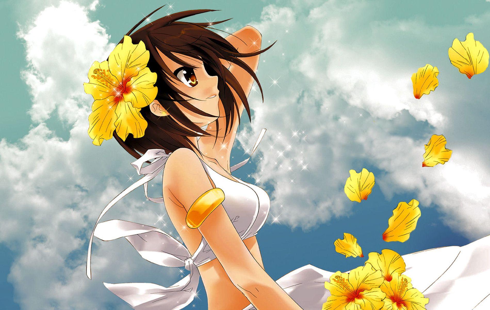 1900x1200 Girl With Yellow Flowers Wallpaperx1200