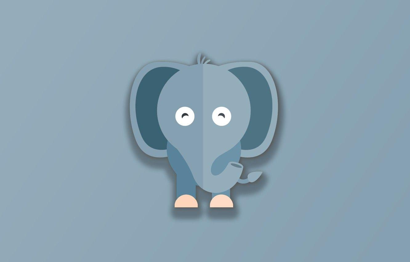 1332x850 Wallpaper minimalism, animal, funny, digital art, artwork, cute, Elephant, simple background, gray background image for desktop, section минимализм