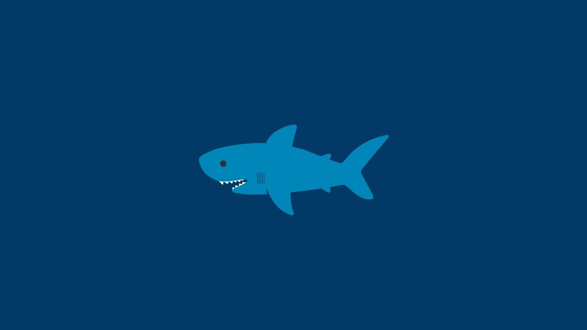 1920x1080 Blue Shark Cartoon HD Desktop Wallpaper Background download