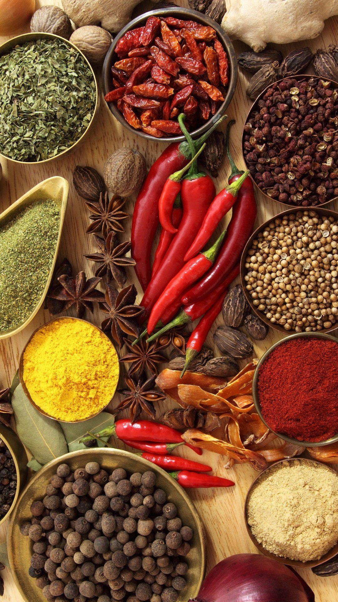 1080x1920 Spices HD Wallpaper iPhone Wallpaper. Food wallpaper, Homemade spices, Spices photography