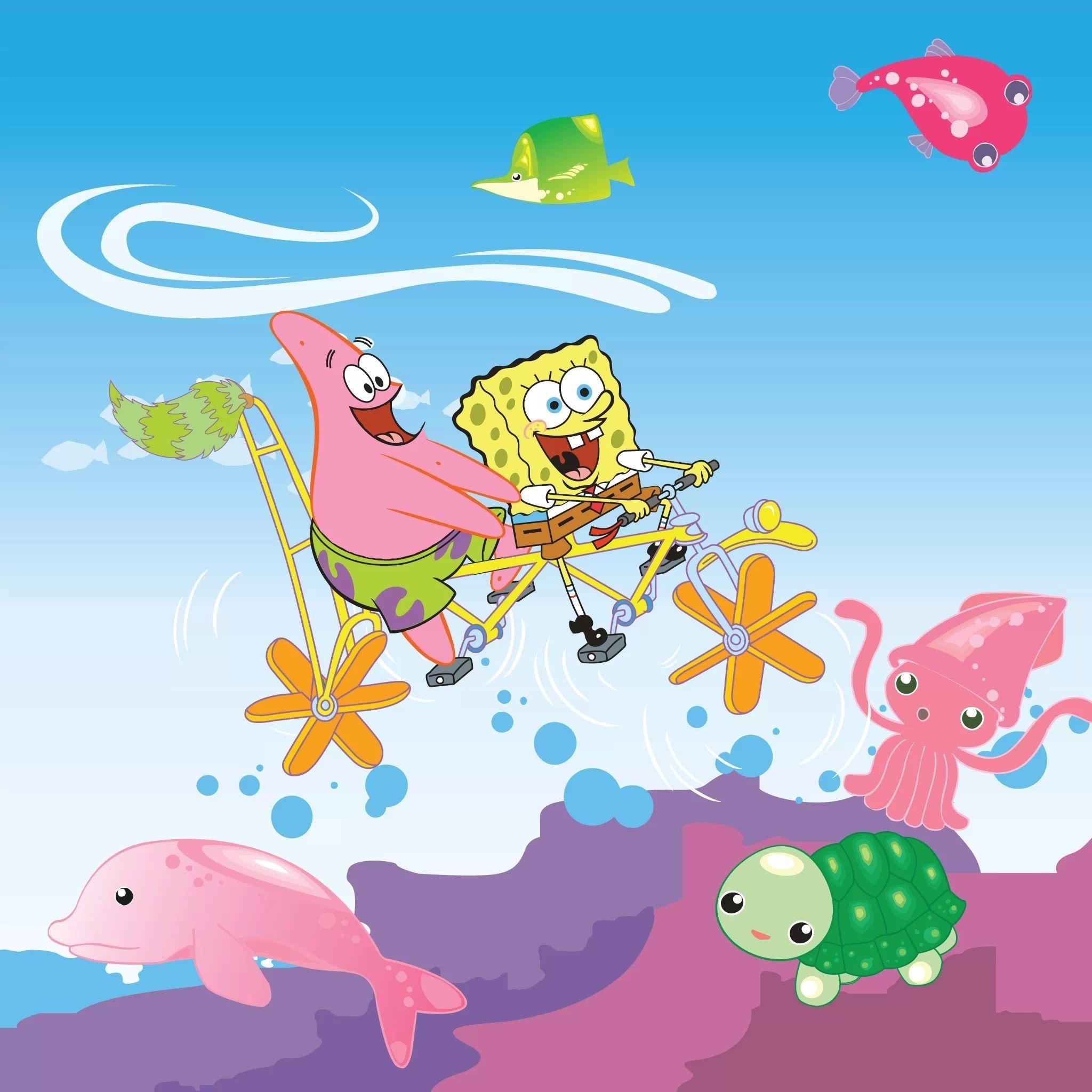 2048x2048 SpongeBob Lái xe dưới đáy biển - Nhấn để xem thêm phim hoạt hình dễ thương