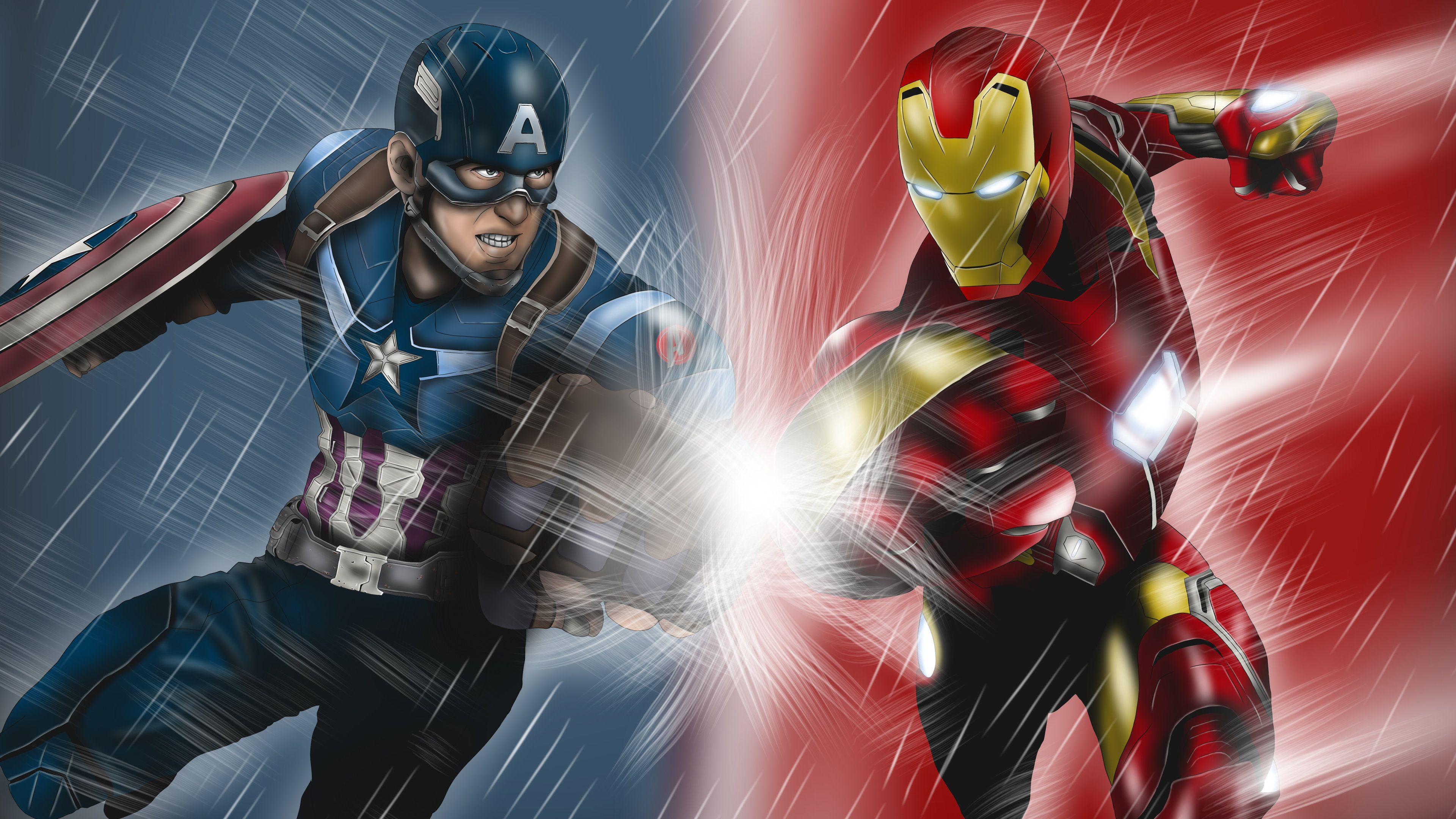 3840x2160 Wallpaper 4k Captain America And Iron Man Artwork 5k Wallpaper