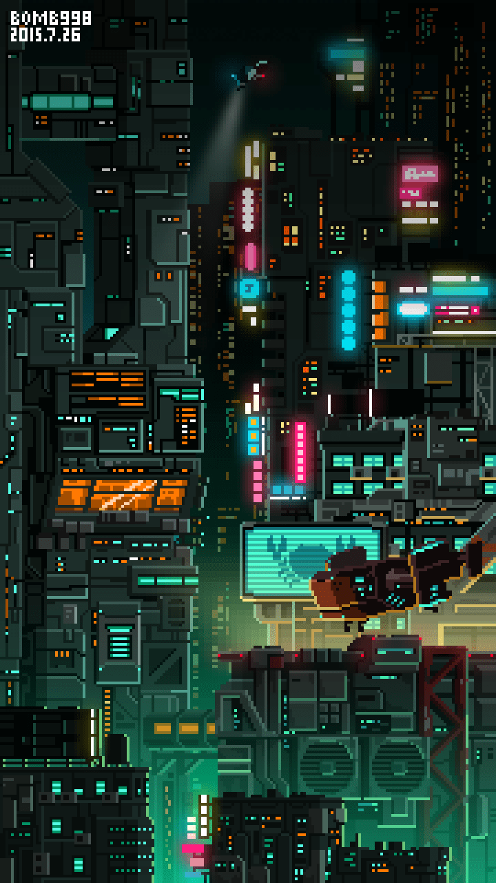 720x1280 STARLIGHTCITY. 像素画. 插画. bomb998 - 原创设计作品. Pixel art background, Pixel art, Pixel art design