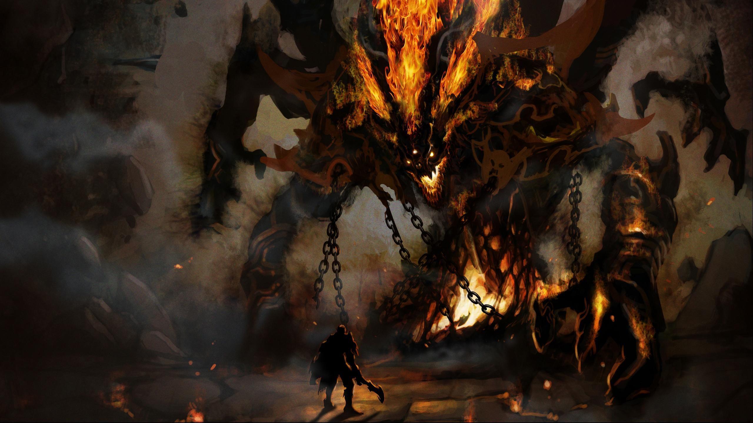 2560x1440 Big Fire Monster Wallpaperx1440