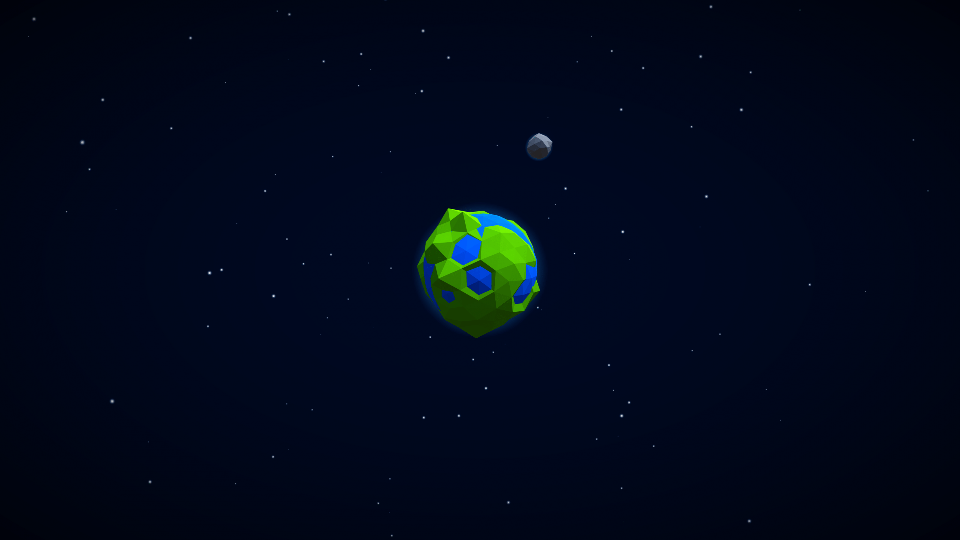 3200x1800 Download 3200x1800 Low Poly, Earth, Galaxy, Stars, Moon Wallpaper
