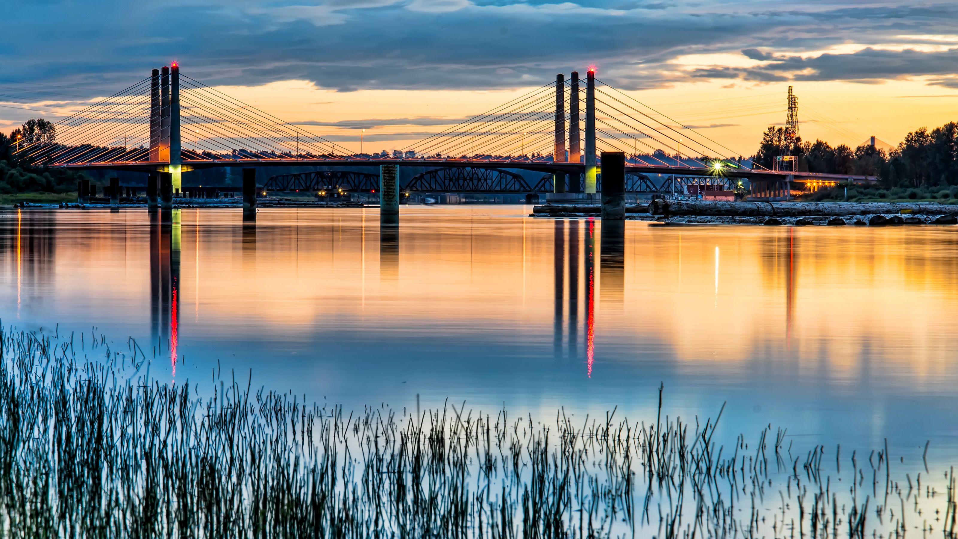 3200x1800 Image Canada Port Coquitlam Nature bridge sunrise and 3200x1800