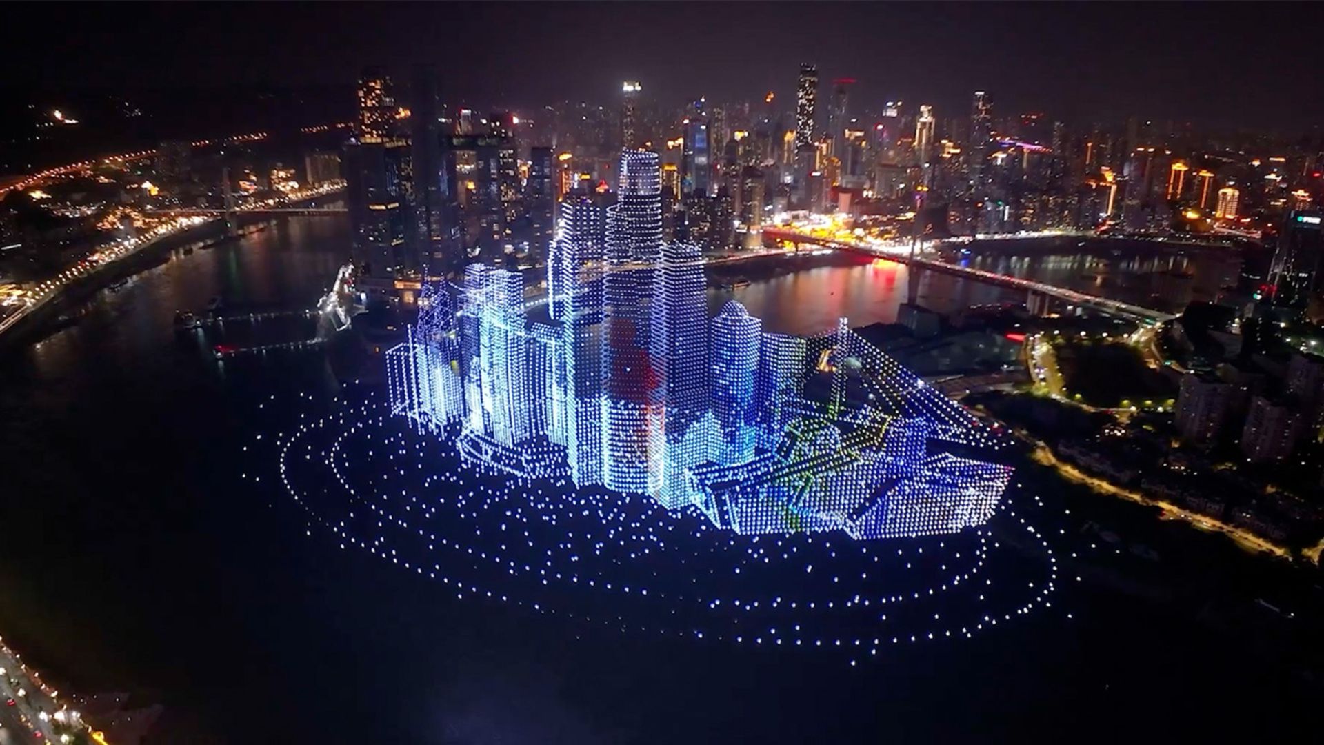 1920x1080 Spectacular Light Show Featuring 000 Drones Creates Record Breaking Image In The Sky. Guinness World Records