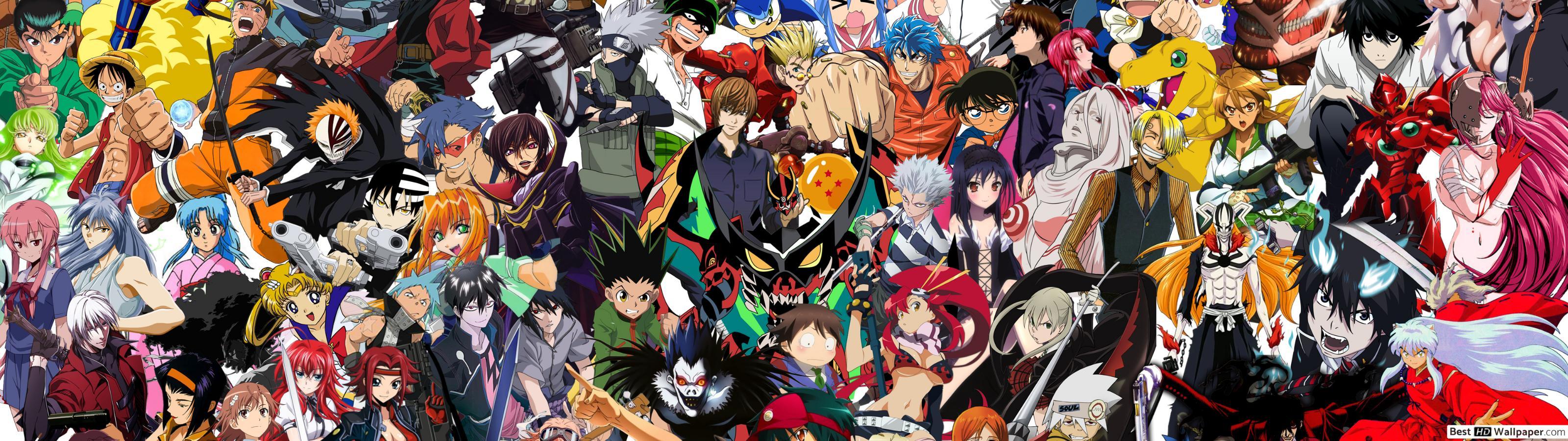 3200x900 Anime Crossover Poster HD wallpaper download
