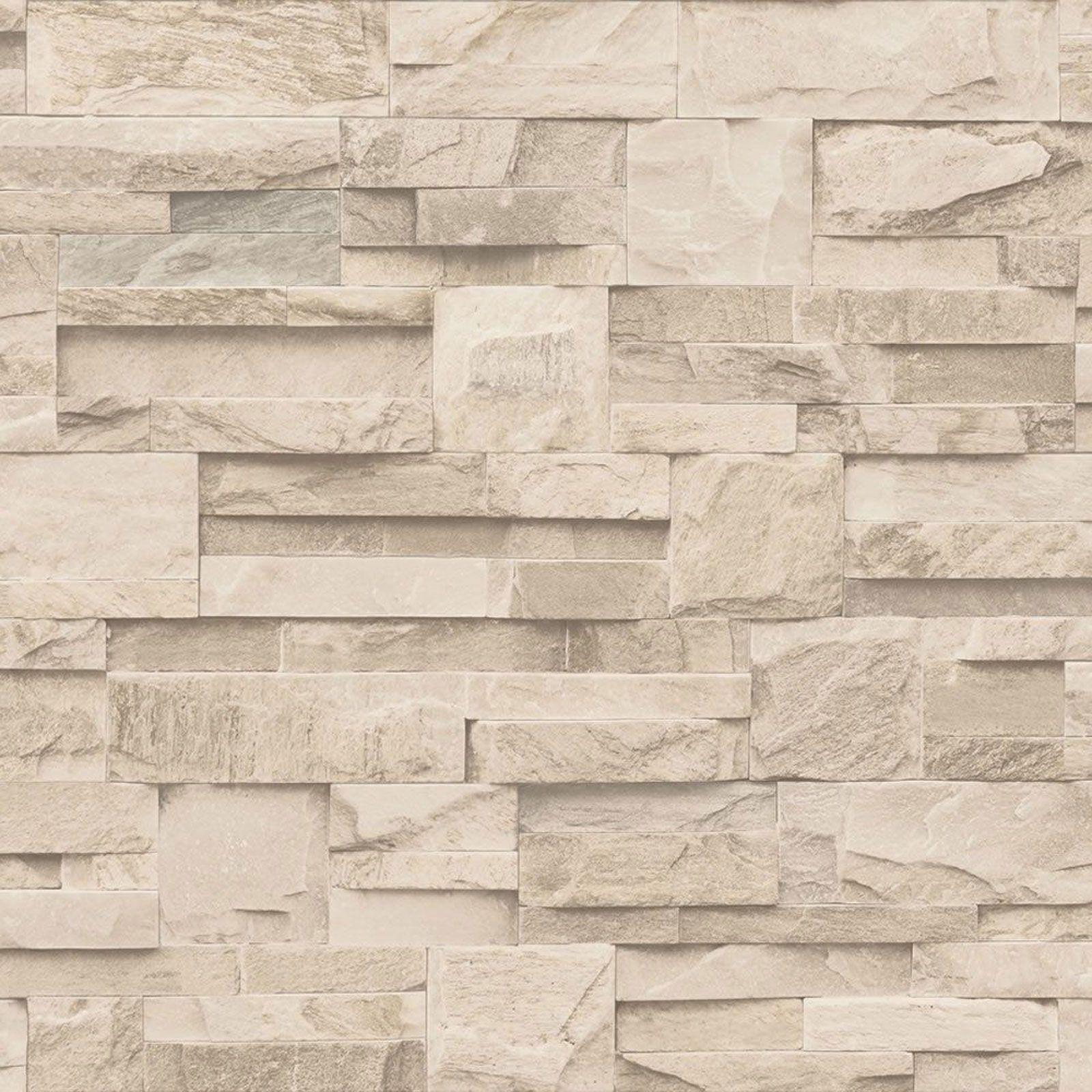 1600x1600 Muriva Slate Stone Wallpaper Natural Charcoal Amp Beige