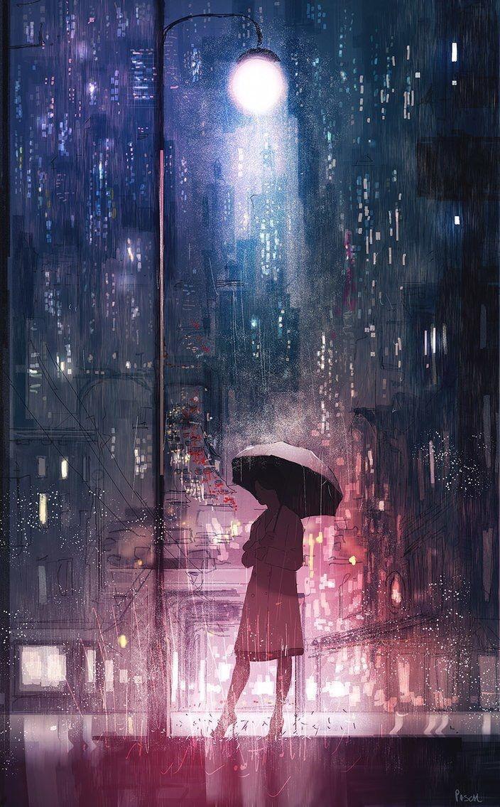 Beautiful rain anime wallpaper for your device screen
