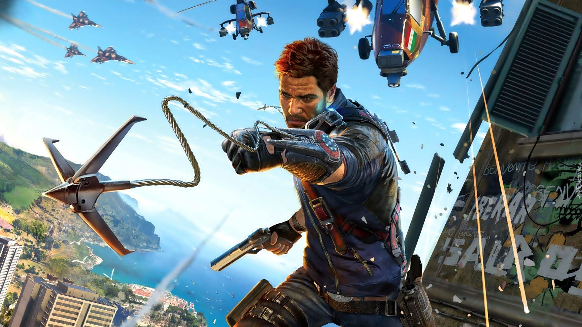 1920x1080 Rico Rodriguez firing the cable cable Wallpaper from Just Cause 3