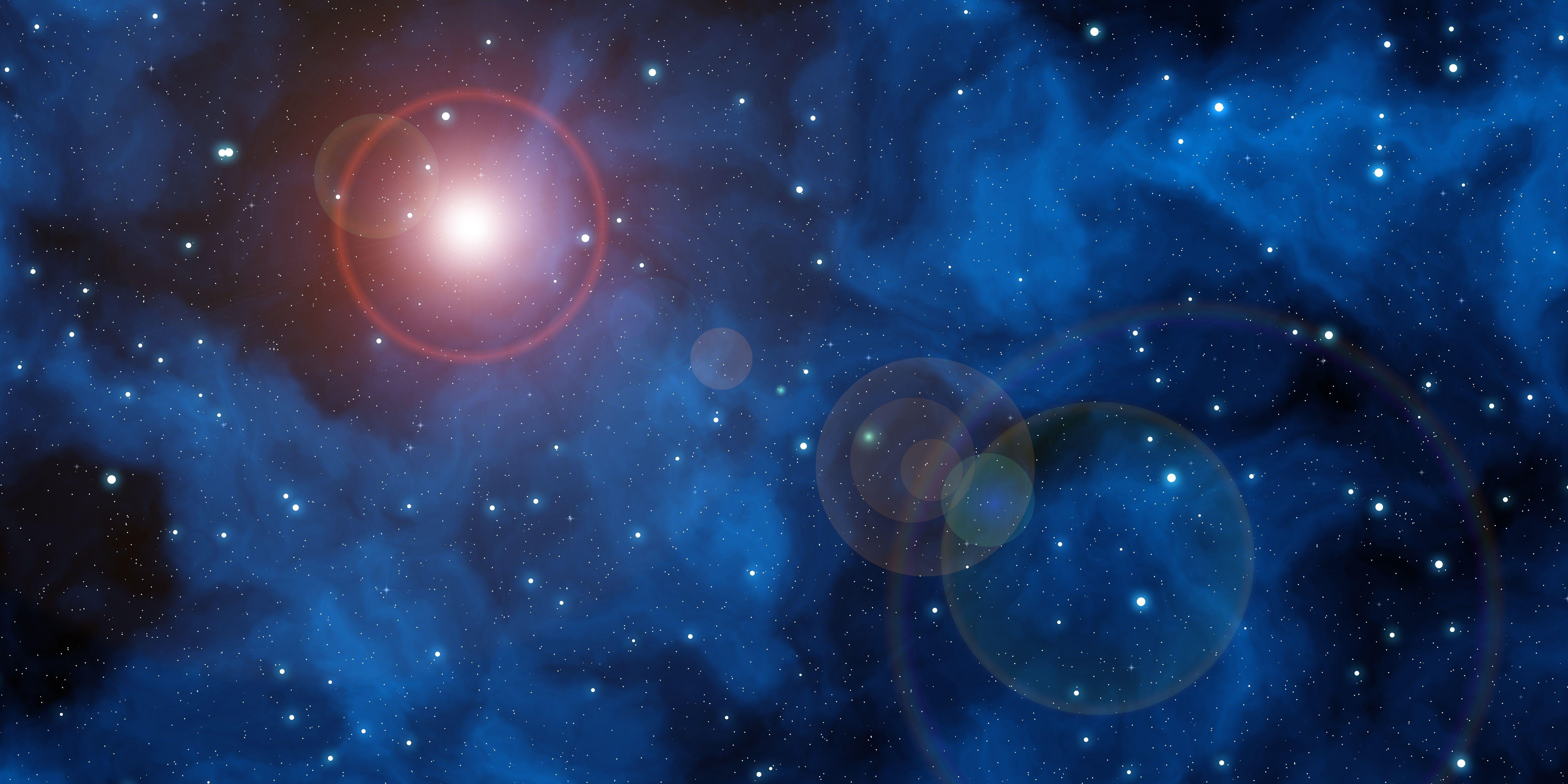 6000x3000 Download 6000x3000 Lens Flare, Stars, Nebula, Sci Fi Wallpaper