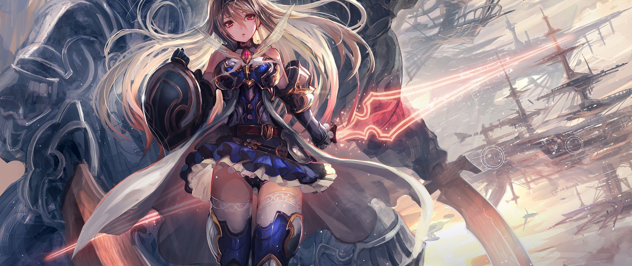 2560x1080 Anime Girl Fantasy Warrior 4K Wallpaper