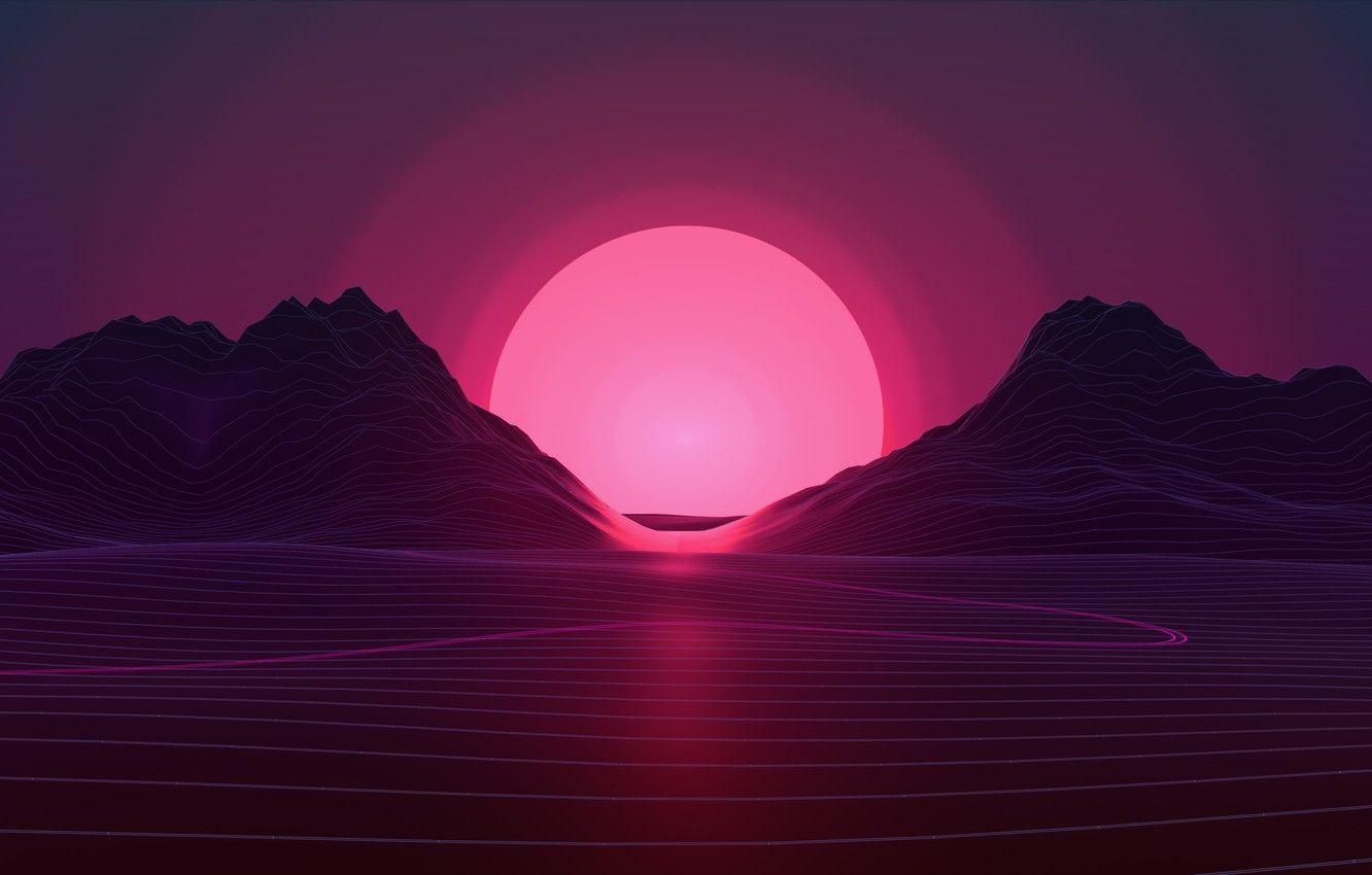 1332x850 Wallpaper The sun, Mountains, Music, Stars, Neon, Star, Hills